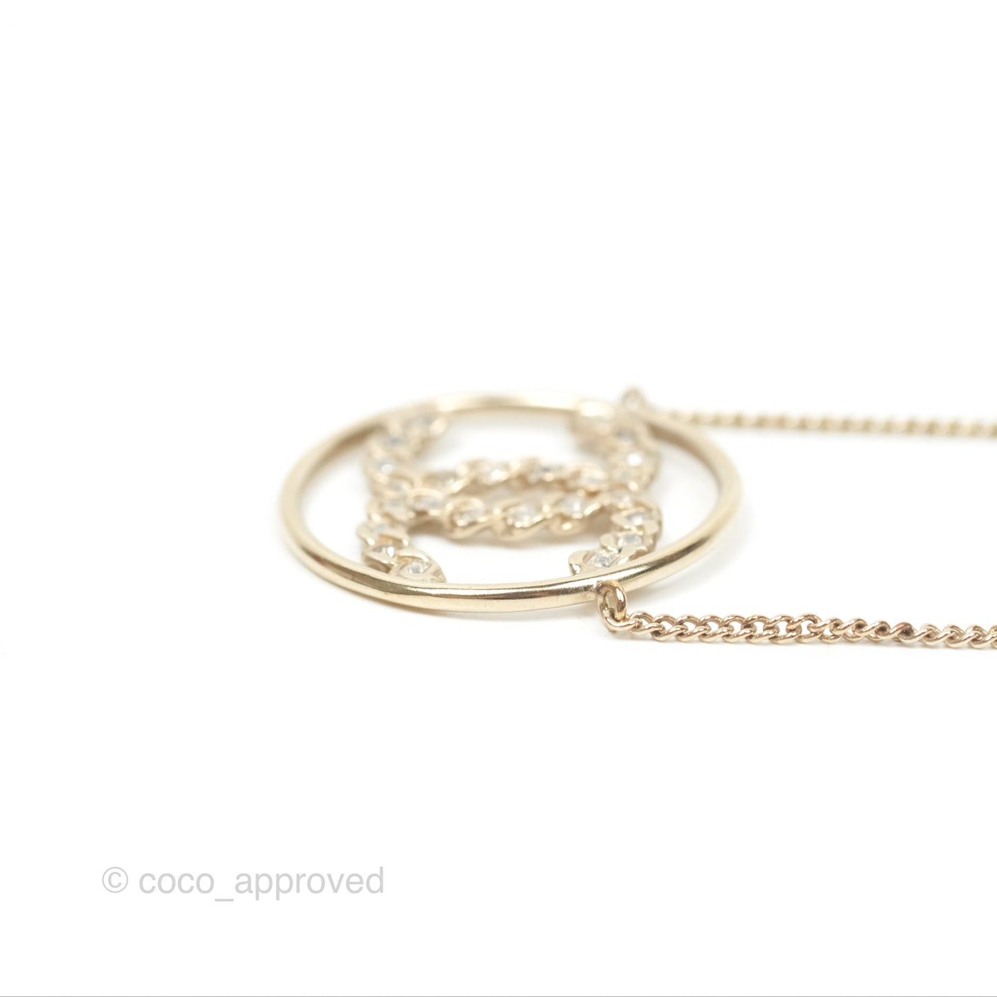 Chanel Round CC Necklace Gold Tone 19P