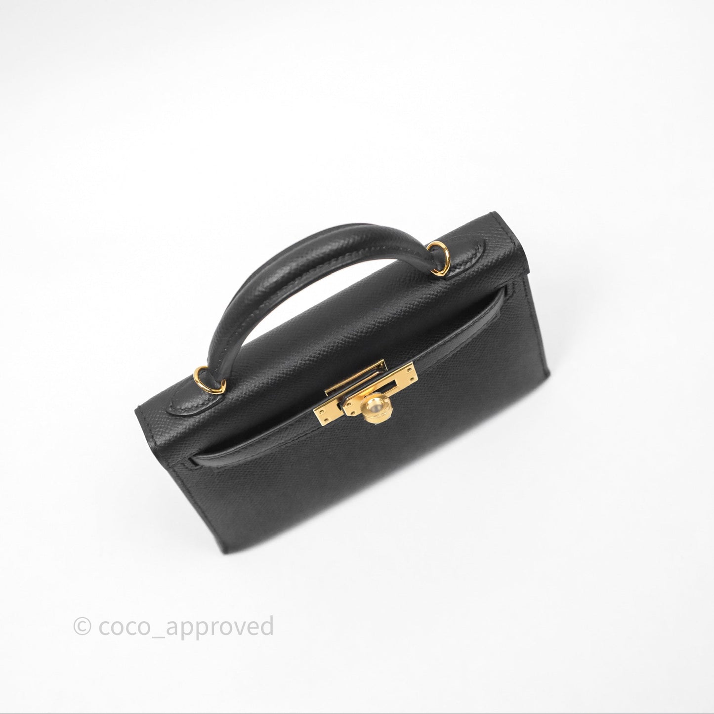 Hermès Mini Kelly II Noir 89 Epsom Gold Hardware