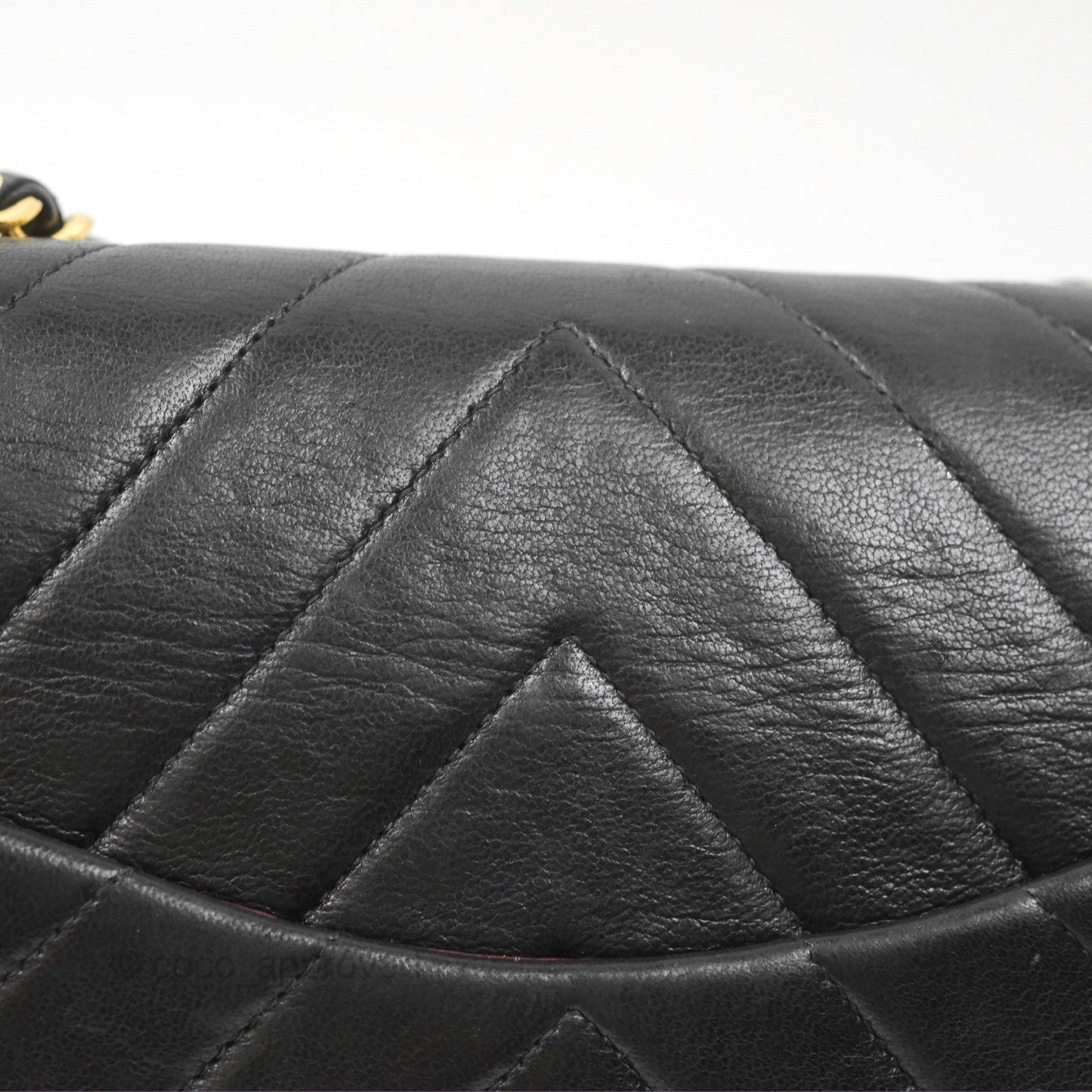 Chanel Vintage Medium Classic Flap Chevron Black Lambskin 24K Gold Hardware