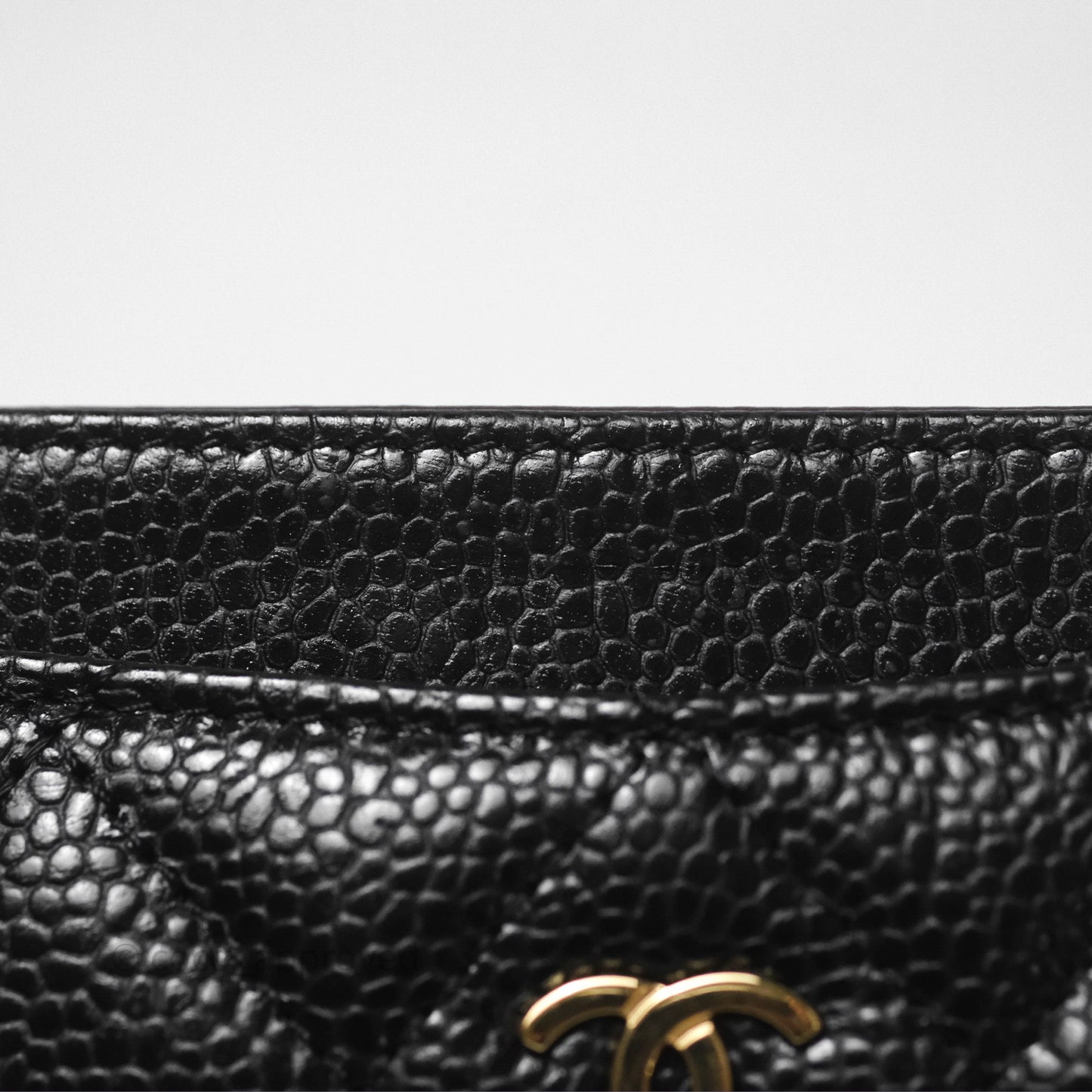 Chanel Classic Flat Card Holder Black Caviar Gold Hardware