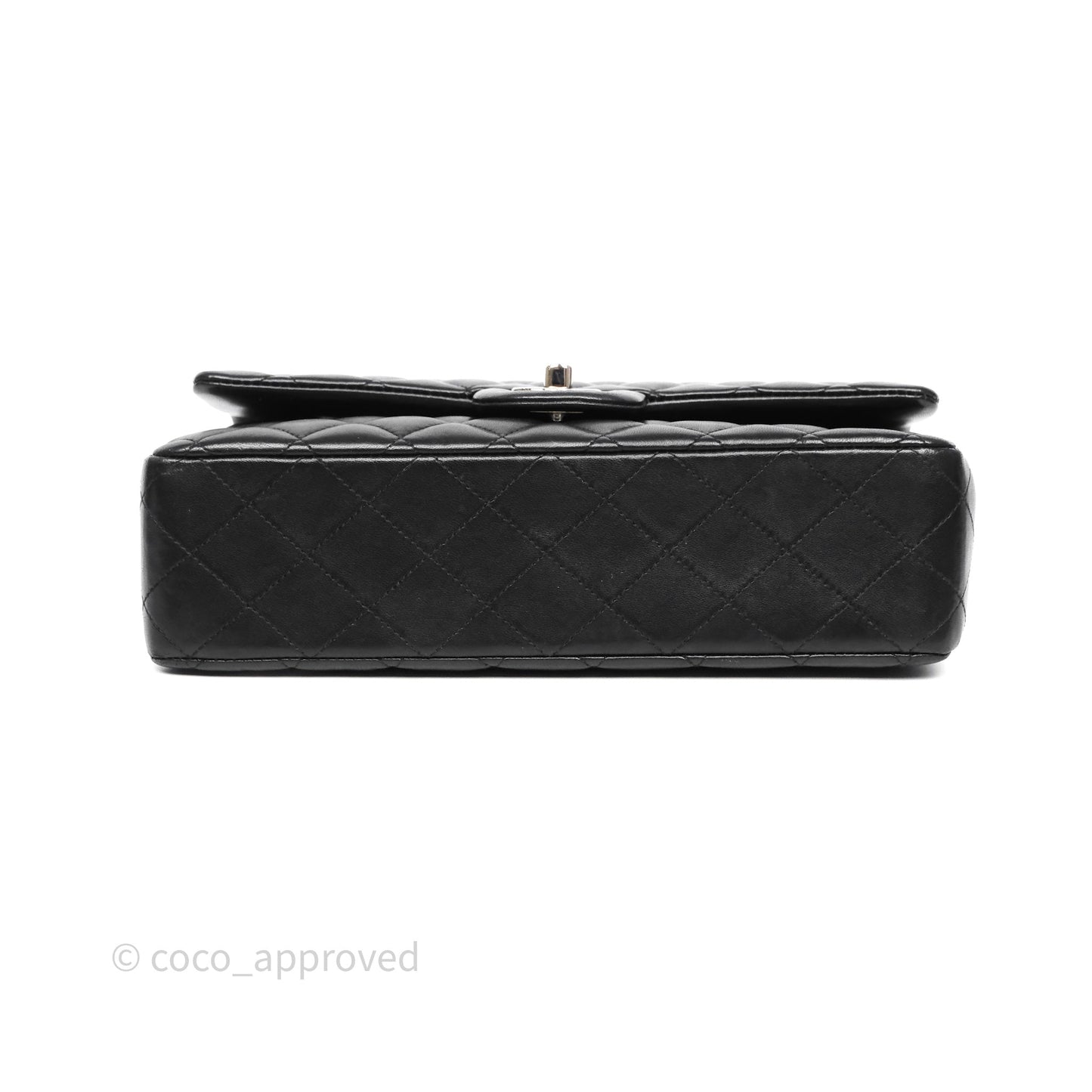 Chanel Classic M/L Medium Flap Quilted Black Lambskin Silver Hardware