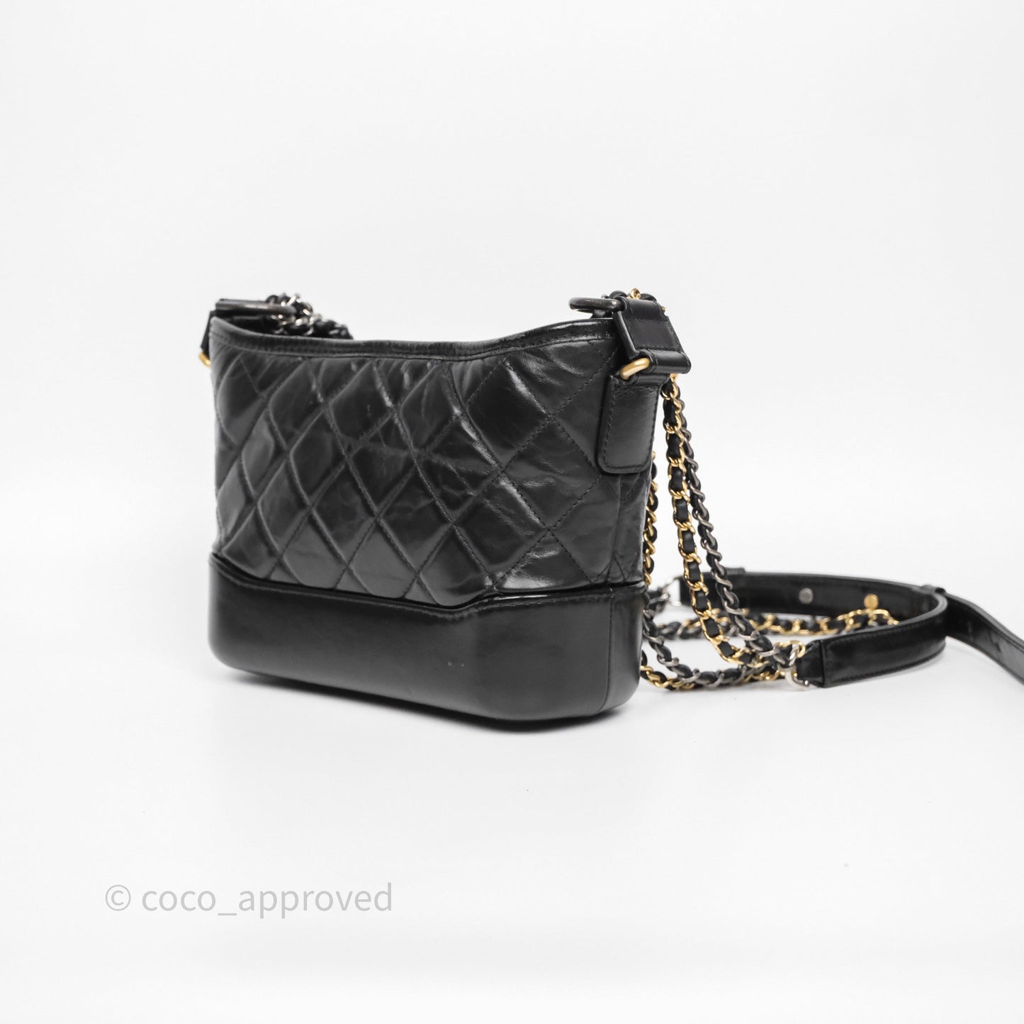 Chanel Small Gabrielle Hobo Quilted Black Aged Calfskin