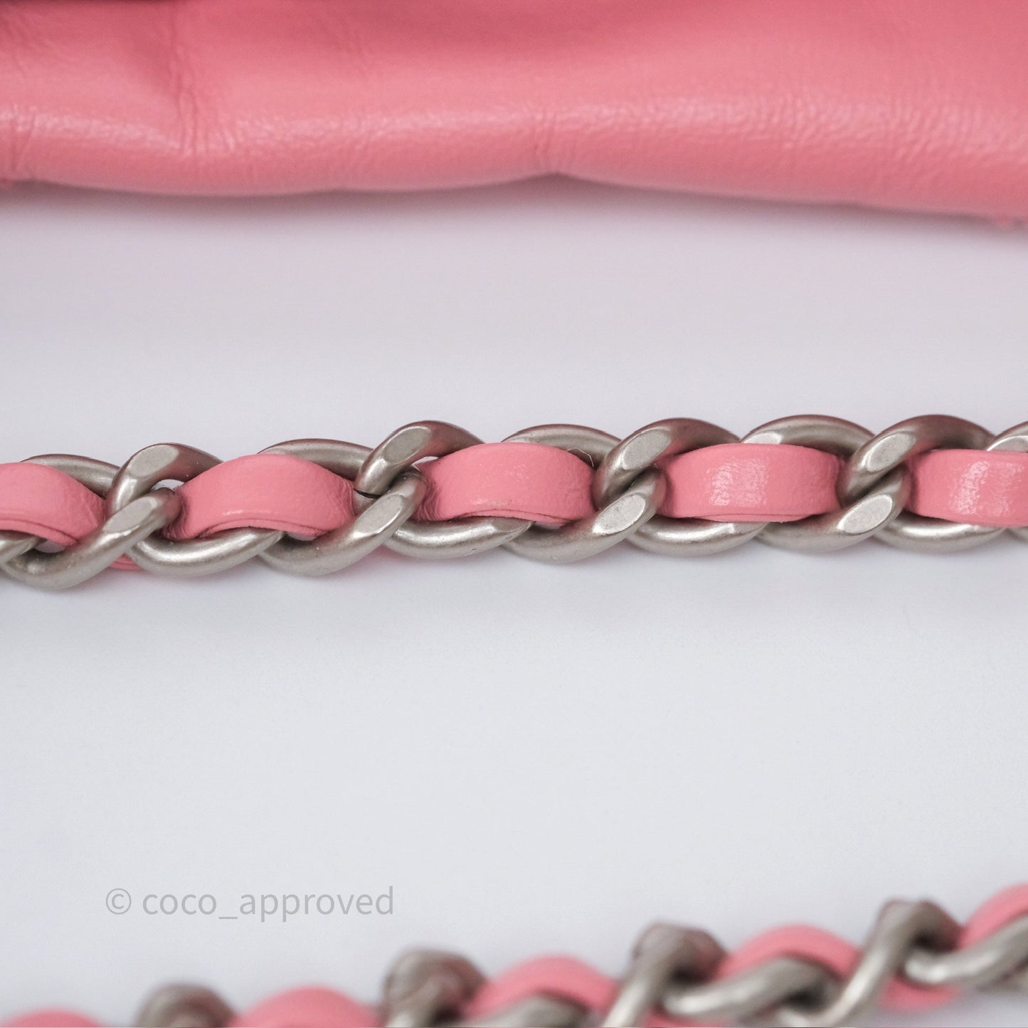 Chanel 22 Mini Bag Pink Shiny Crumpled Calfskin Matte Silver Hardware