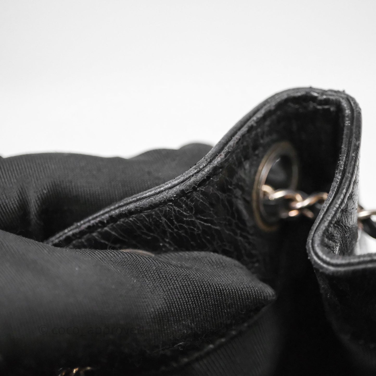 Chanel Vintage CC Drawstring Bag Black Calfskin Silver Hardware