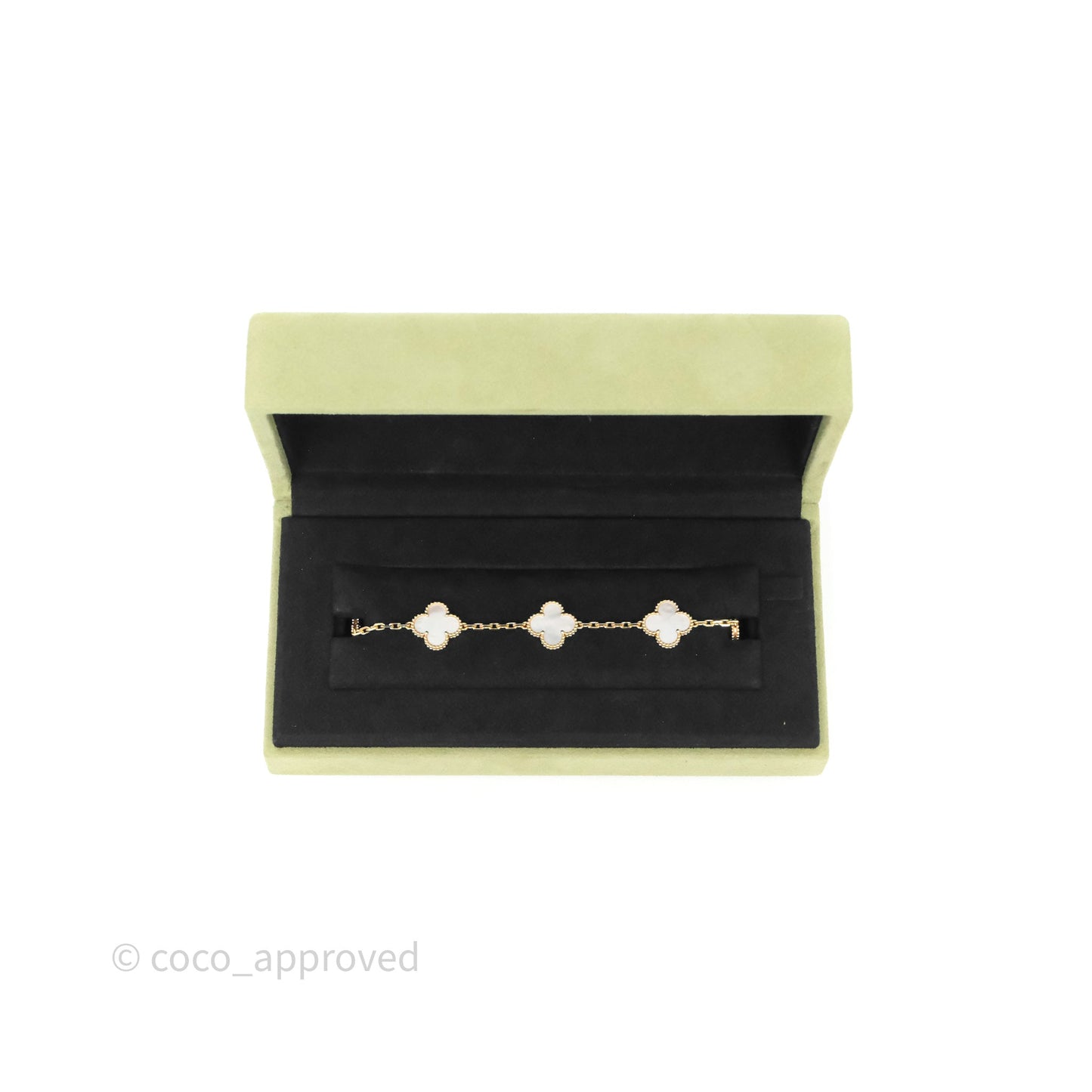 Van Cleef & Arpels Vintage Alhambra 5 Motifs White Yellow Gold Bracelet