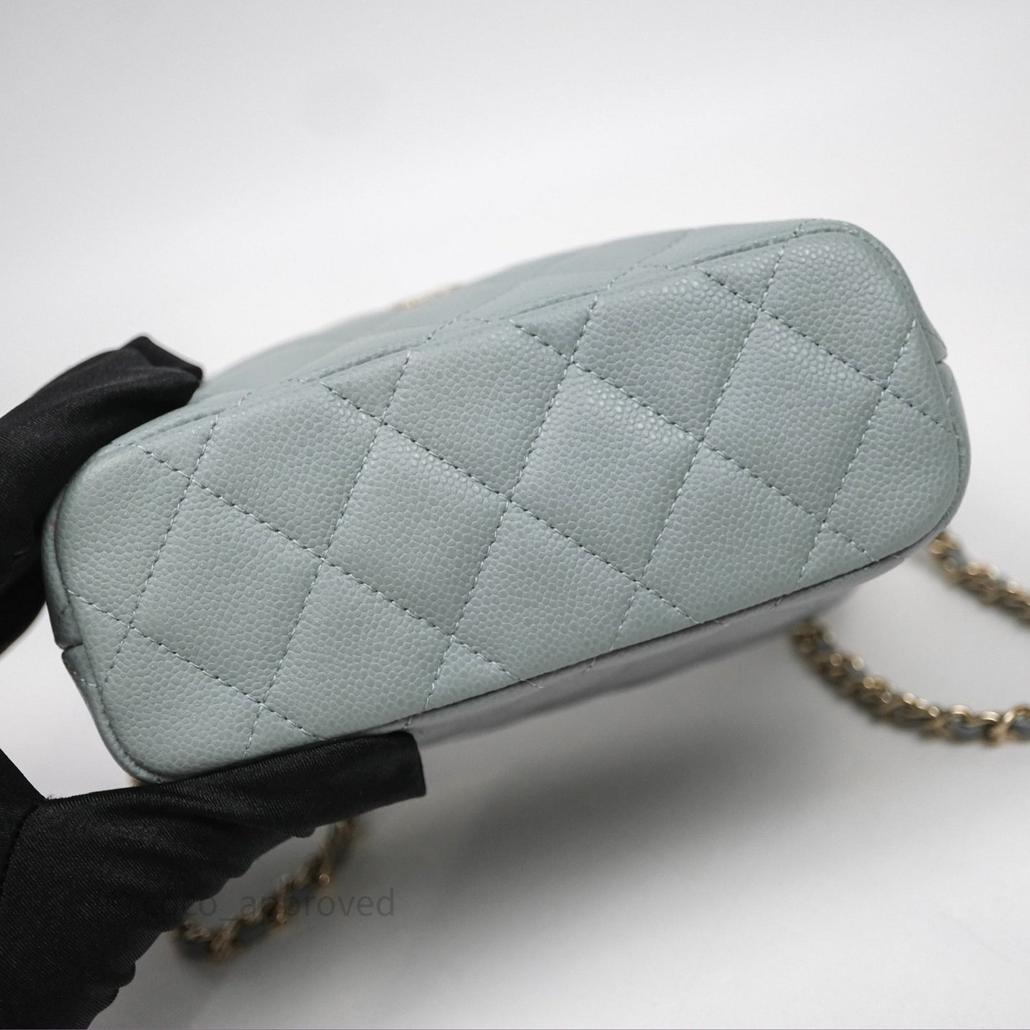 Chanel Hobo With Chain Quilted Tiffany Green Grey Caviar Gold Hardware