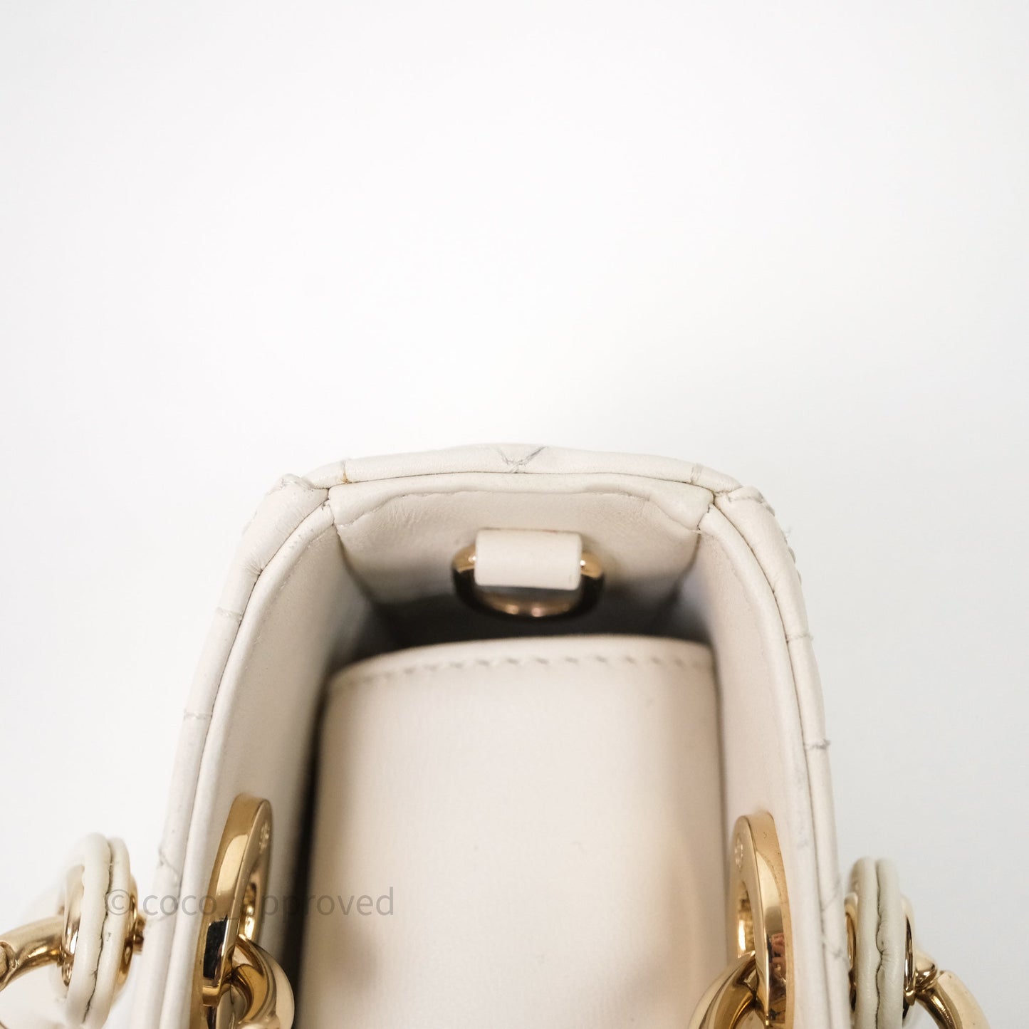 Christian Dior Micro Lady D-Joy Bag Latte Cannage Lambskin Gold Hardware
