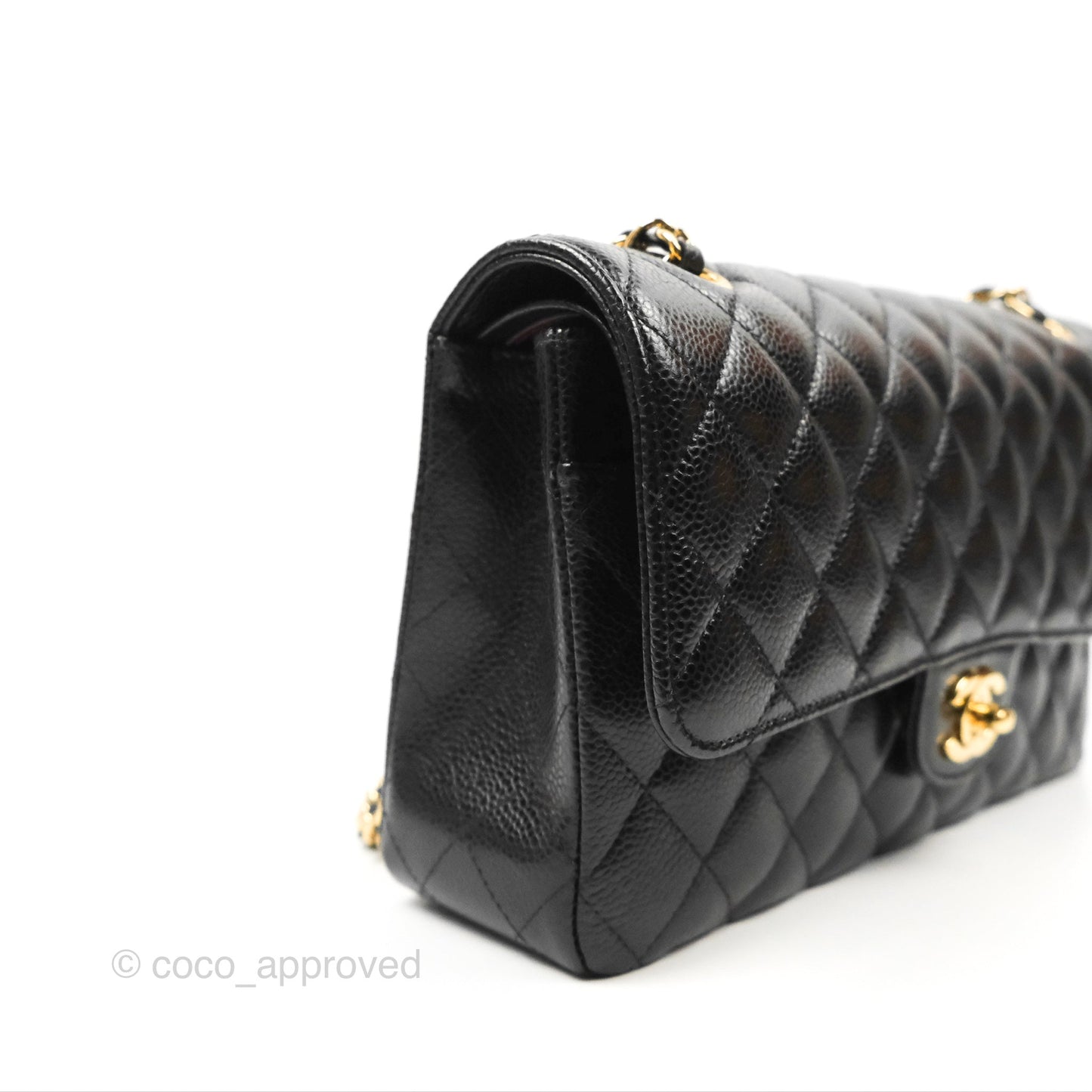 Chanel Classic M/L Medium Double Flap Black Caviar Gold Hardware