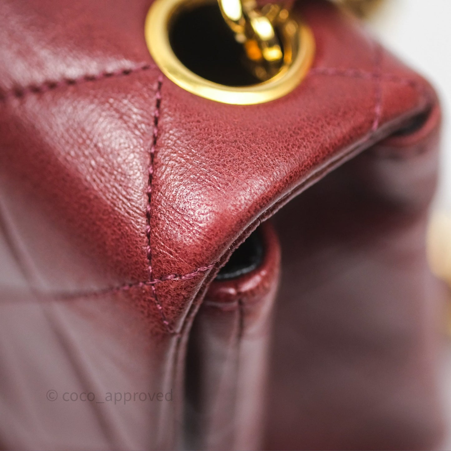 Chanel Vintage Mini Square Burgundy Lambskin 24K Gold Hardware