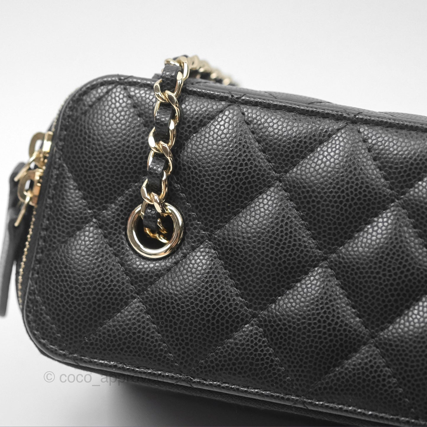 Chanel Vanity Rectangular With Chain Black Caviar Gold Hardware