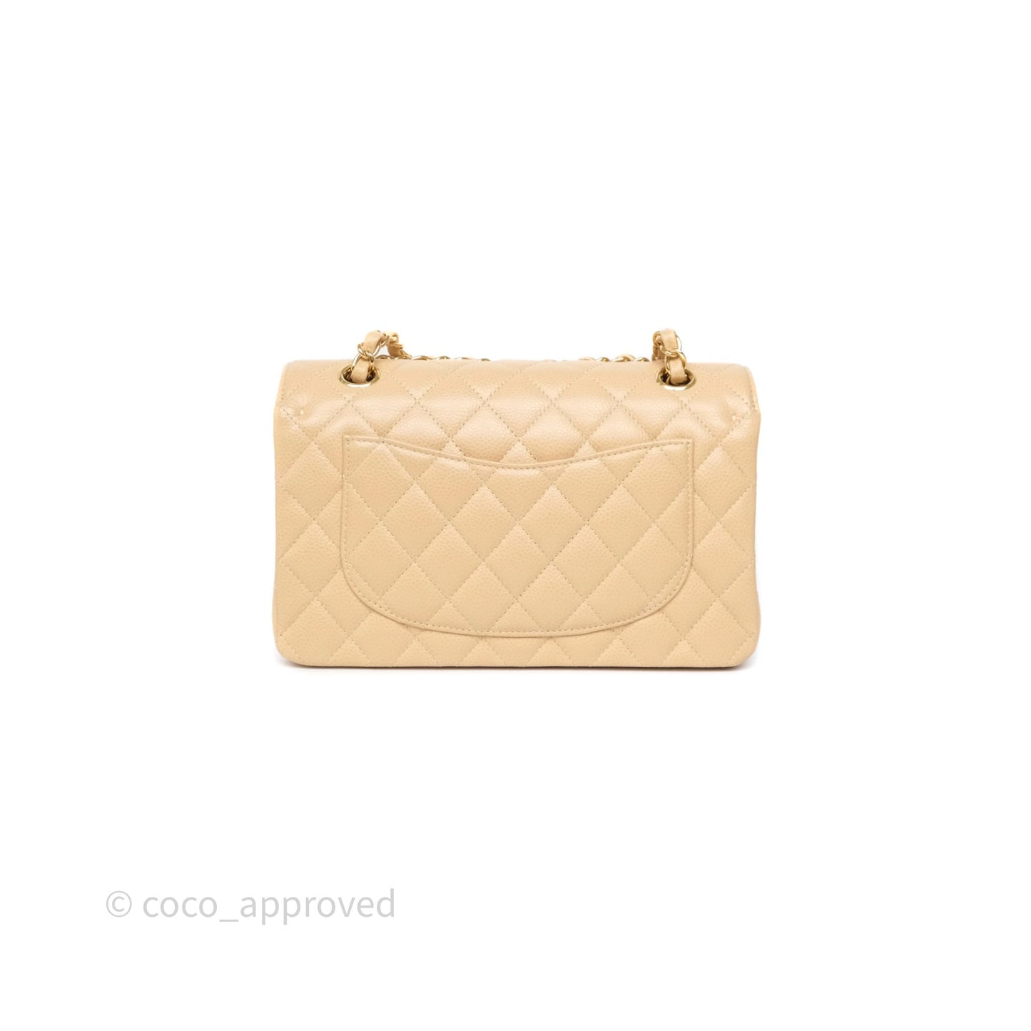Chanel Small Classic Flap Quilted Beige Caviar Gold Hardware