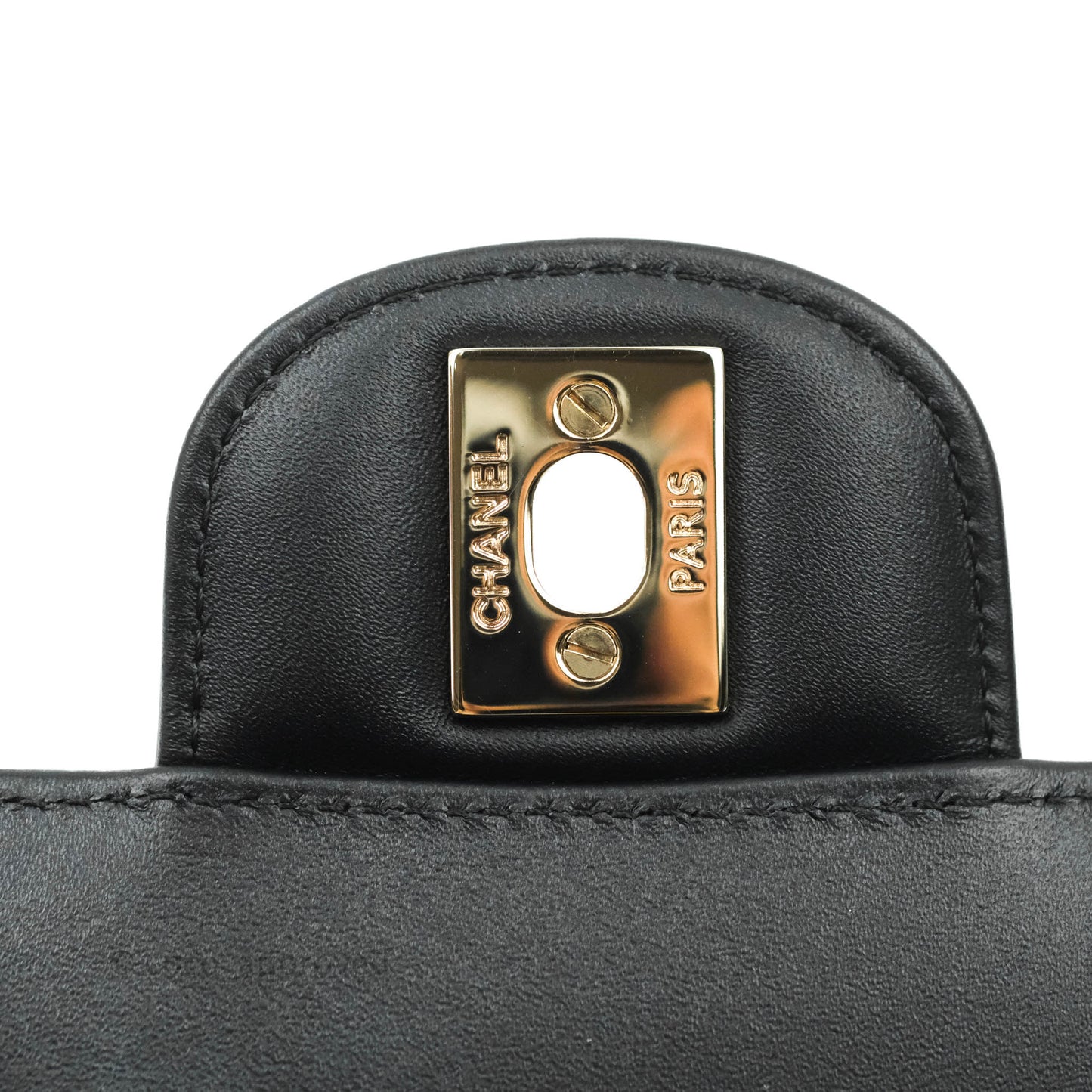 Chanel Quilted Mini Rectangular Black Patent Gold Hardware