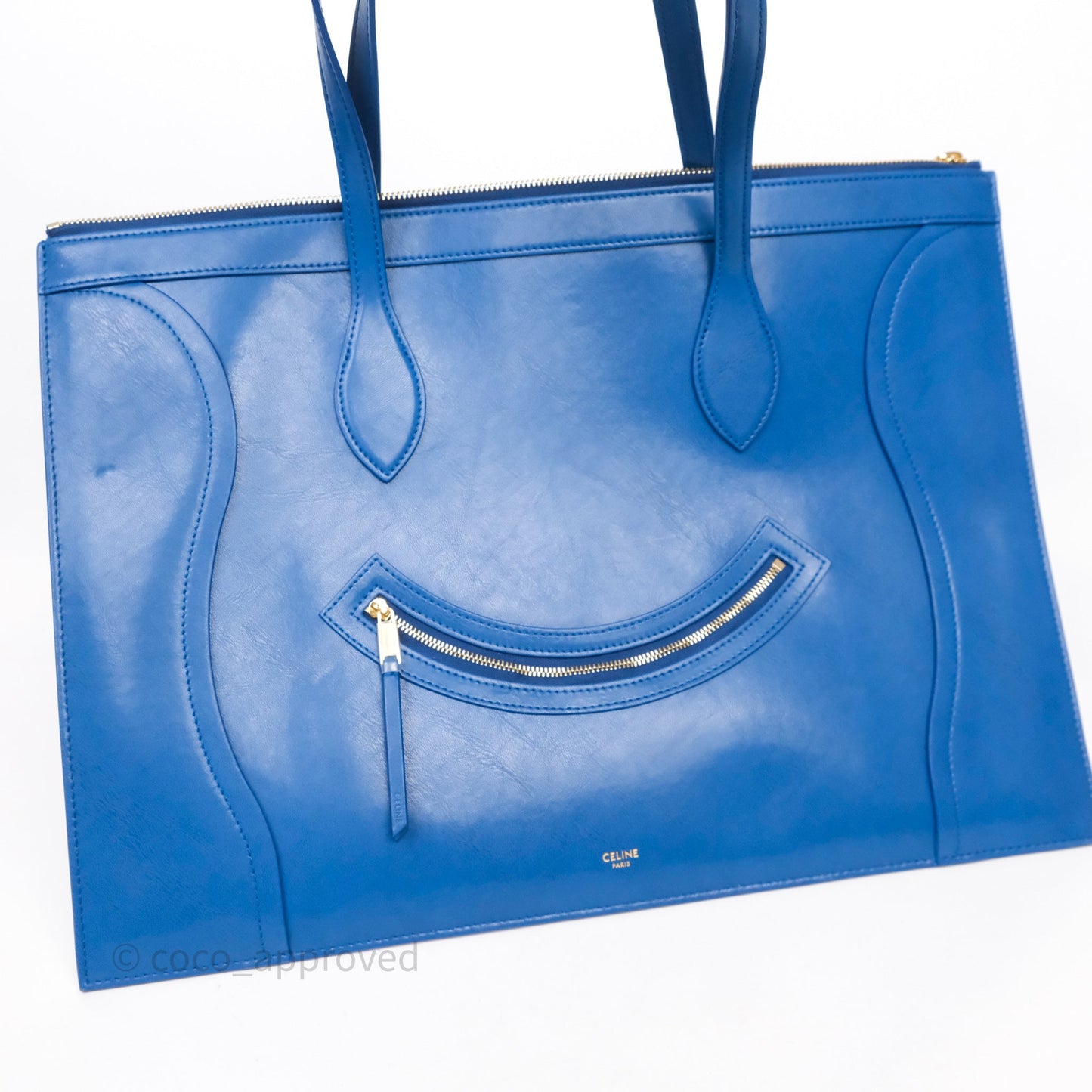 Celine Flat Luggage Tote Bag Blue Calfskin