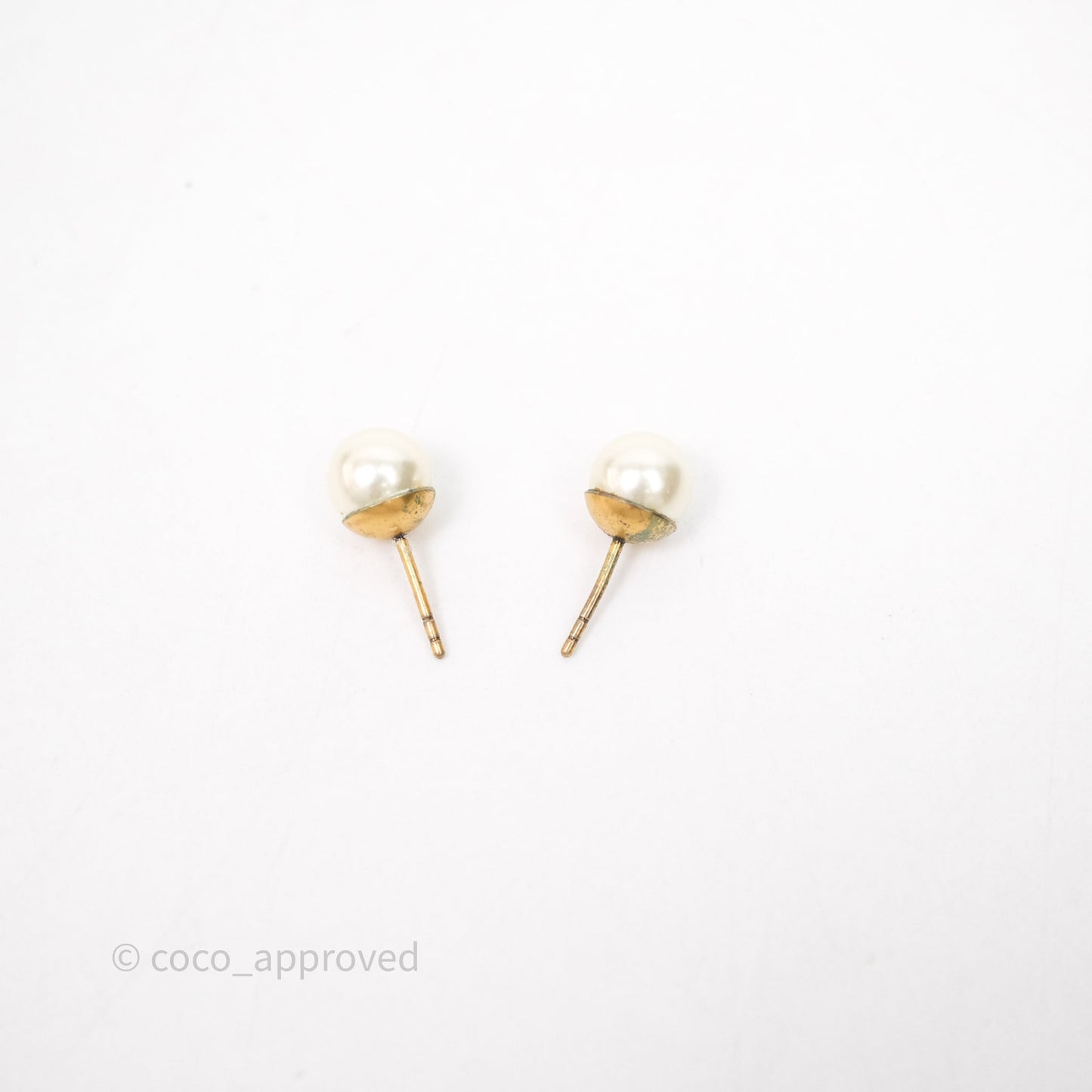 Christian Dior Tribales Pearl CD Earrings Gold Tone