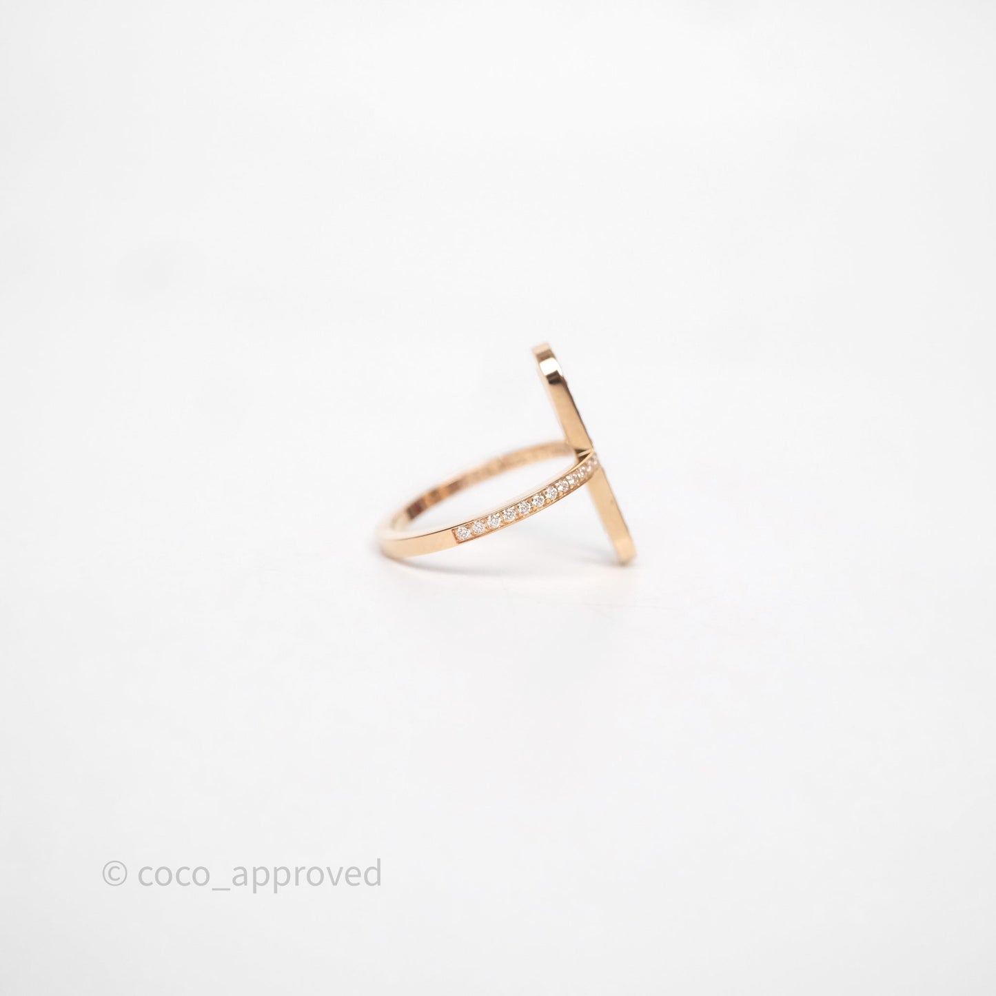 Hermès Ever Chaine d'ancre Ring Small Model Diamonds Rose Gold Size 51