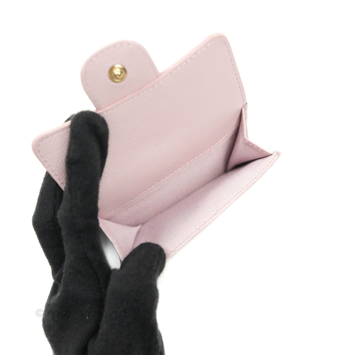 Chanel Quilted Small Classic Flap Trifold Wallet Rose Clair Caviar Gold Hardware 21S