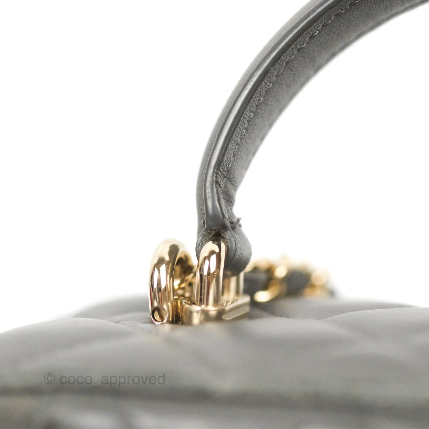 Chanel Vanity Rectangular Top Handle Dark Grey Lambskin Gold Hardware