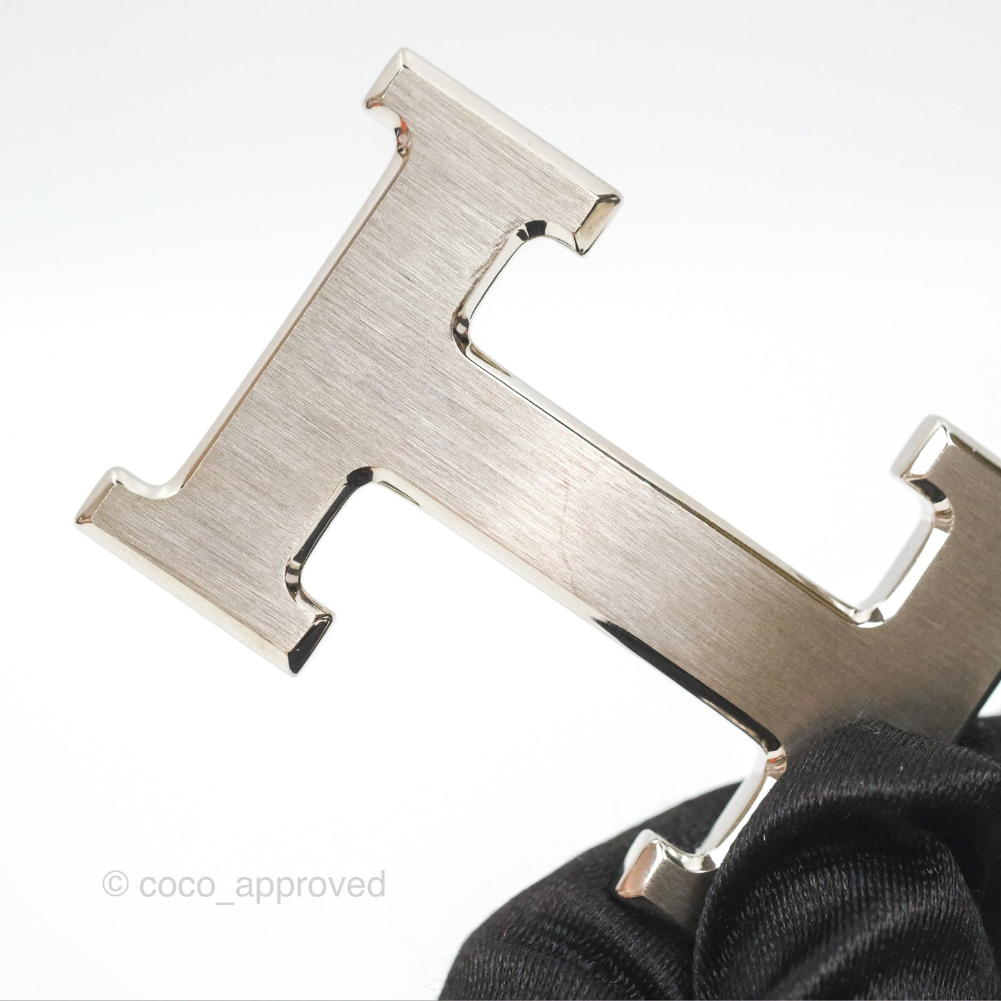 Hermès H Silver Belt Buckle & Reversible Blue Black