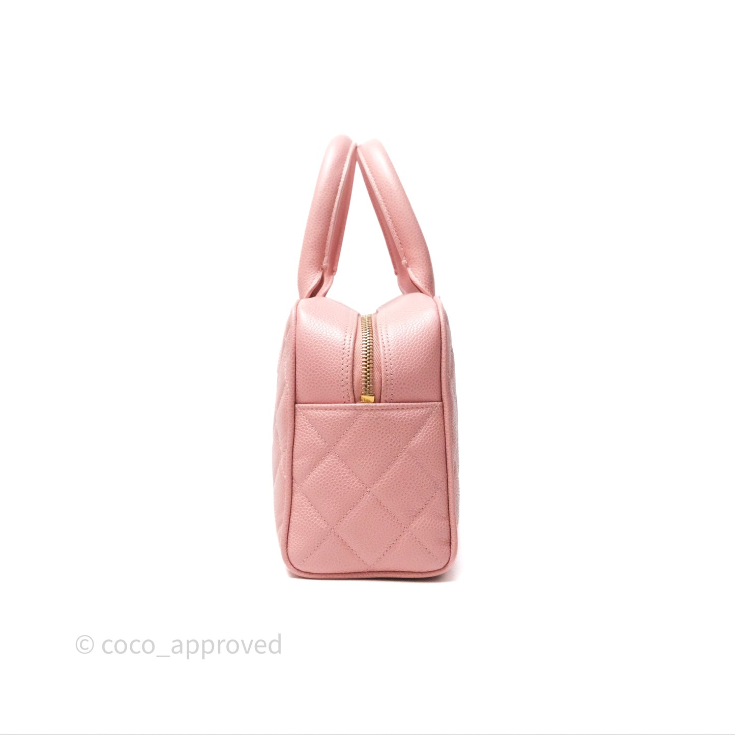 Chanel Vintage Mini CC Boston Bag Sakura Pink Caviar Gold Hardware