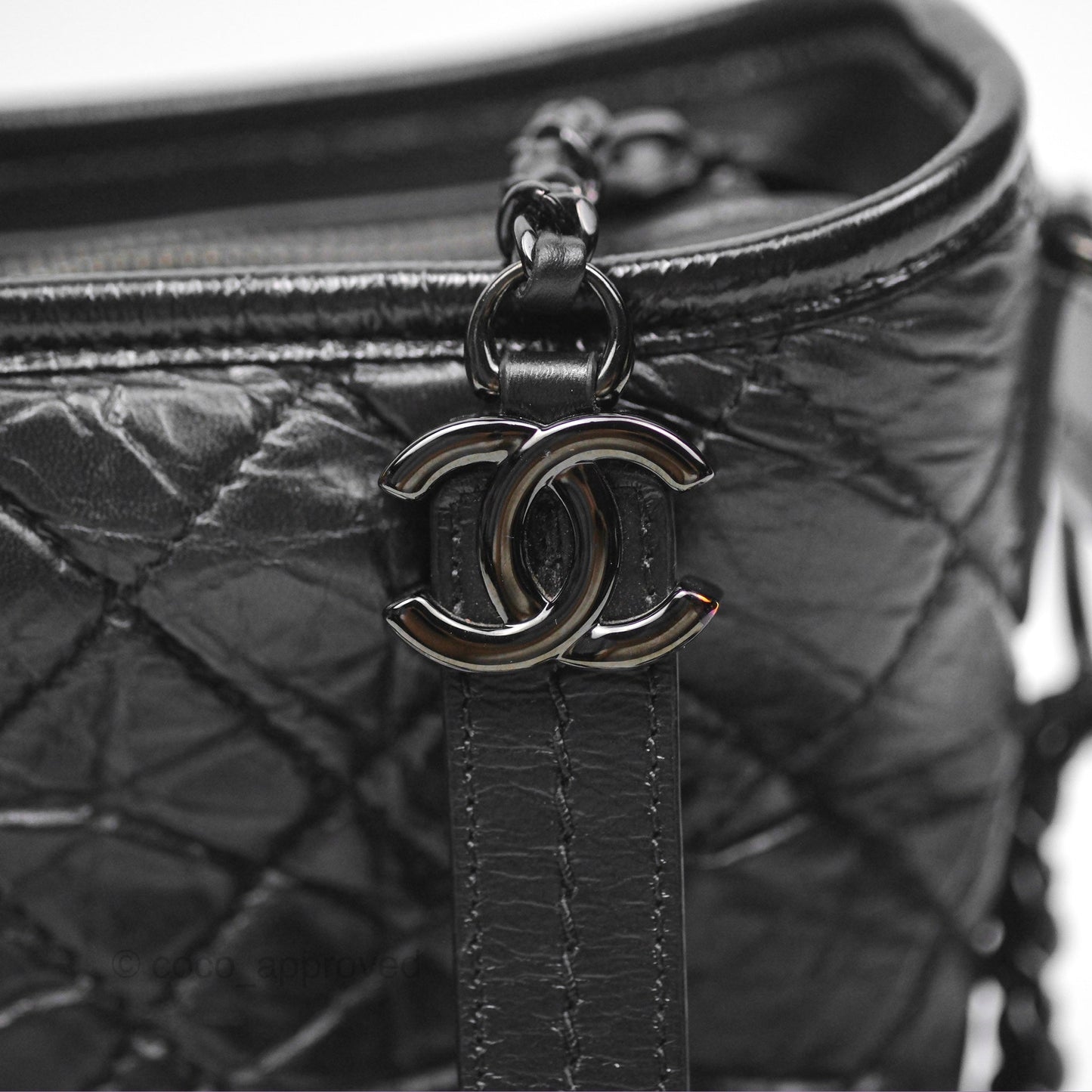 Chanel Small Gabrielle Hobo Quilted So Black Aged Calfskin