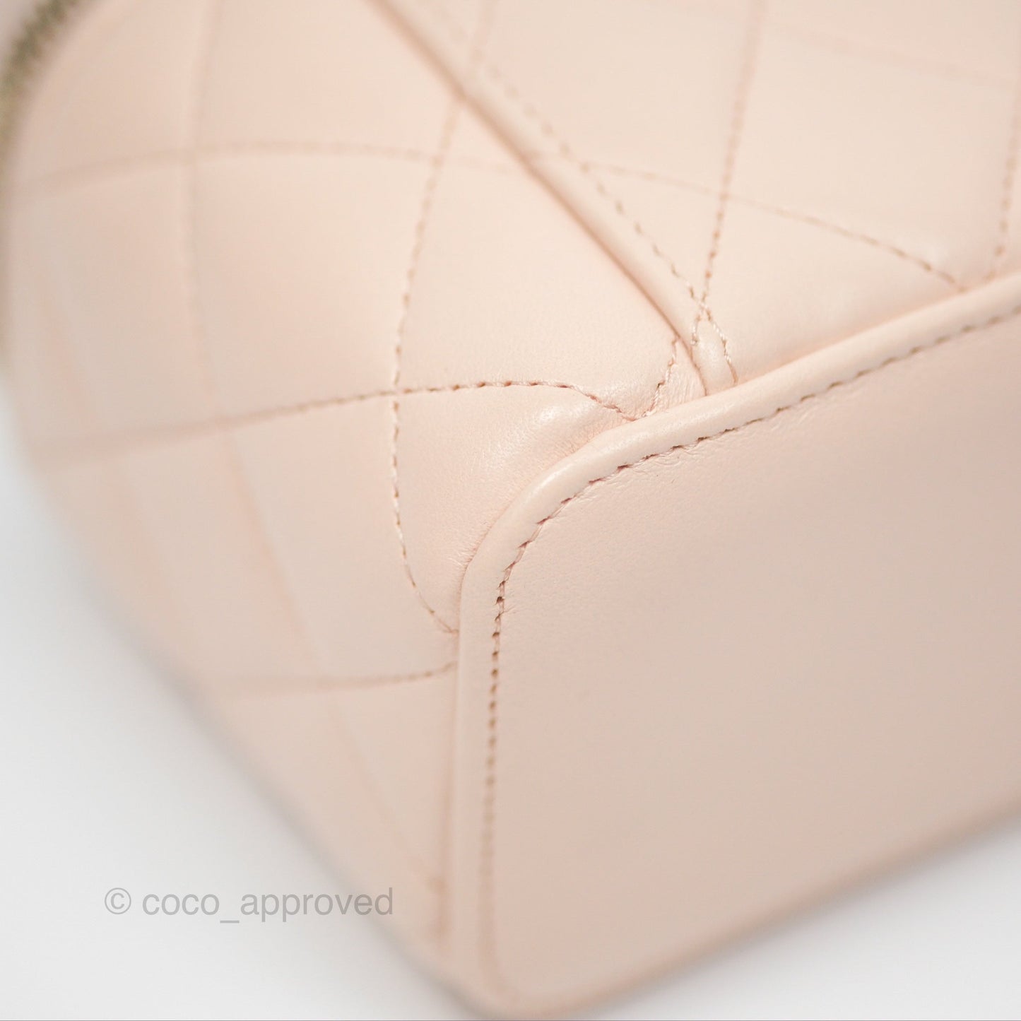 Chanel Classic Mini Pearl Crush Vanity With Chain Light Pink Lambskin Aged Gold Hardware
