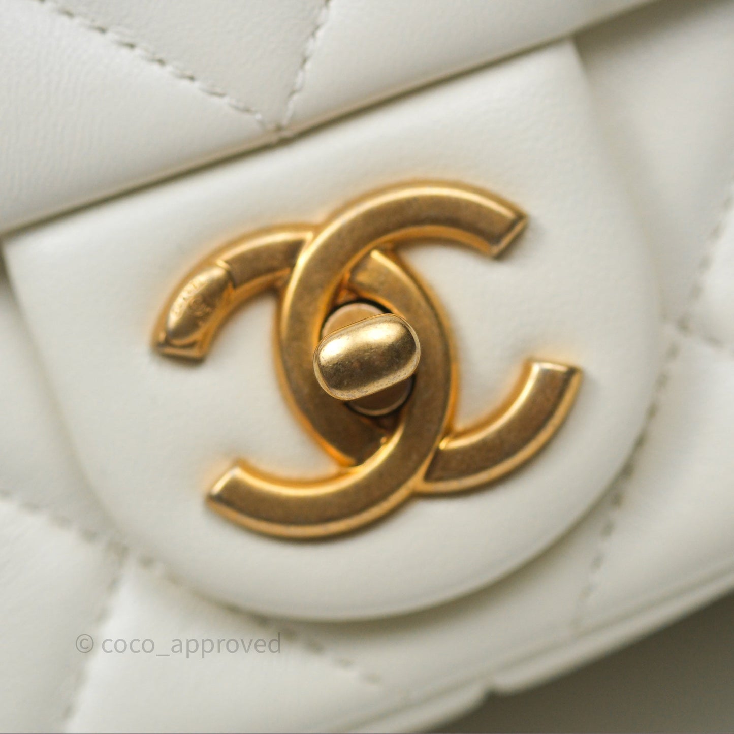Chanel Quilted Double Pearl Adjustable Chain Flap Bag White Lambskin Aged Gold Hardware 24S