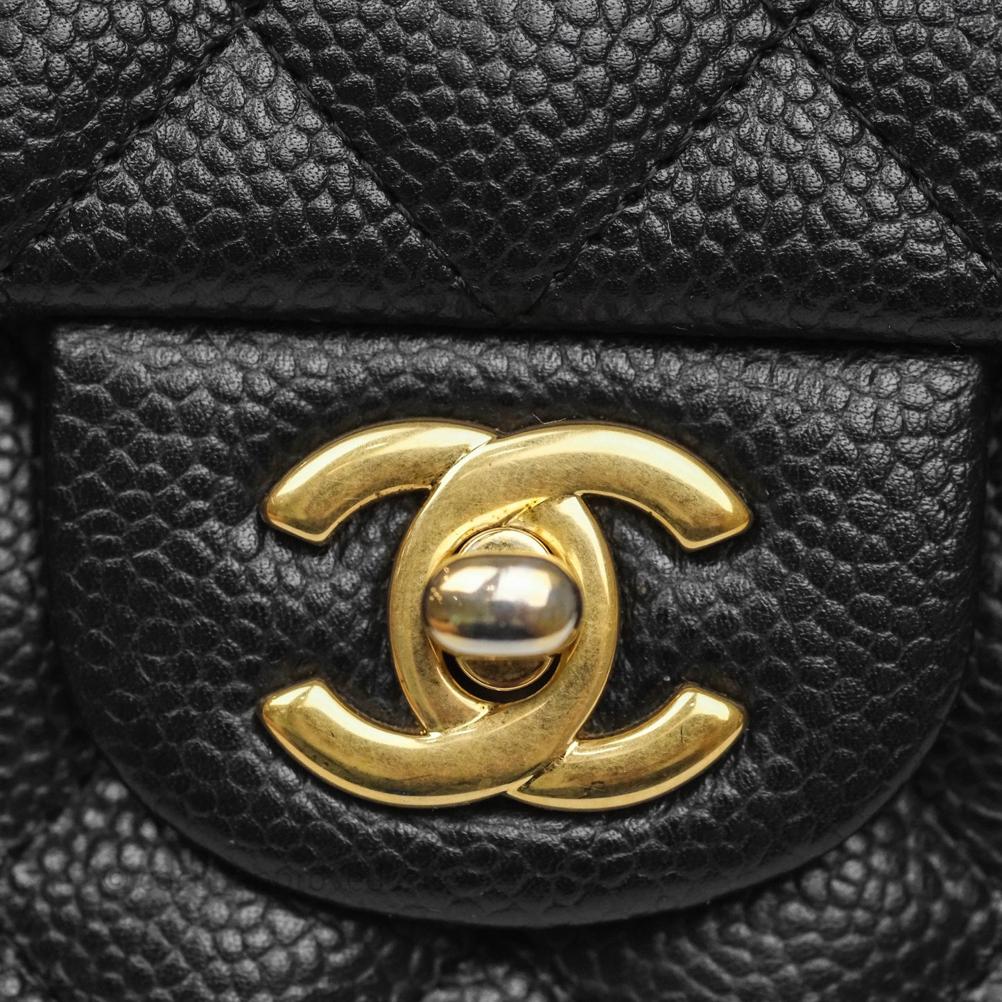 Chanel Mini Rectangular Quilted Black Caviar Aged Gold Hardware