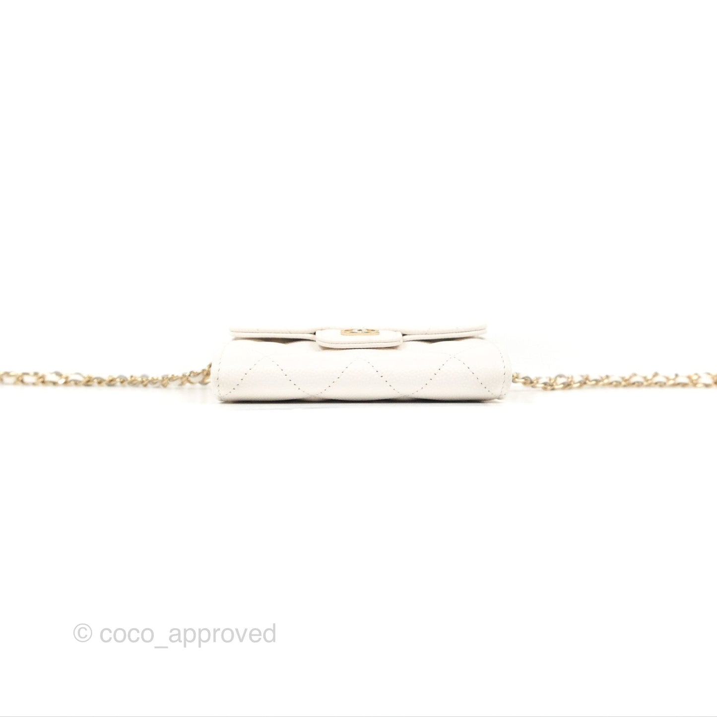 Chanel Mini Wallet With Chain White Caviar Gold Hardware