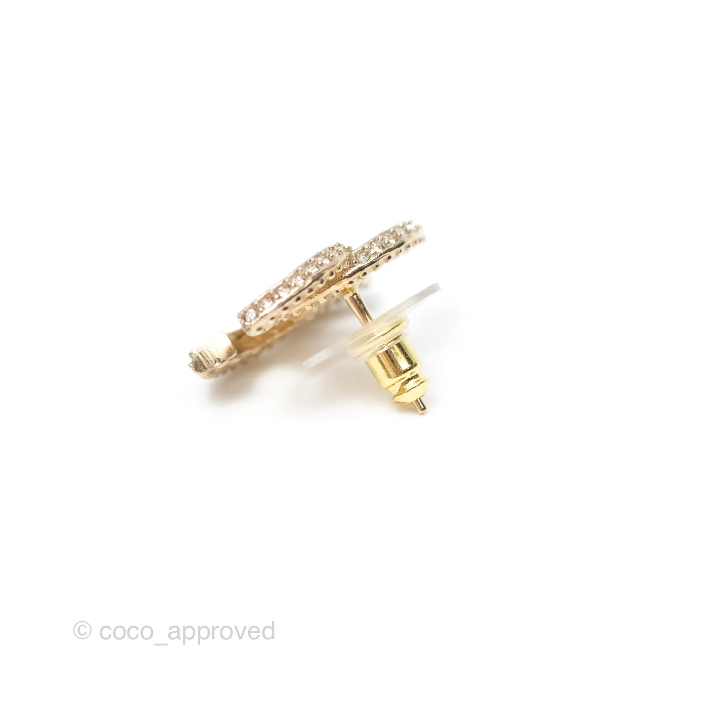 Chanel Crystal CC Earrings Gold Tone 23V