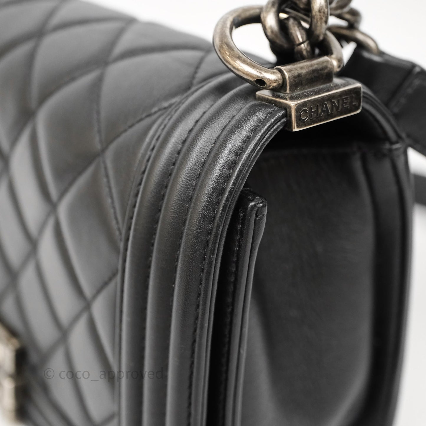 Chanel Quilted Medium Boy Black Lambskin Ruthenium Hardware