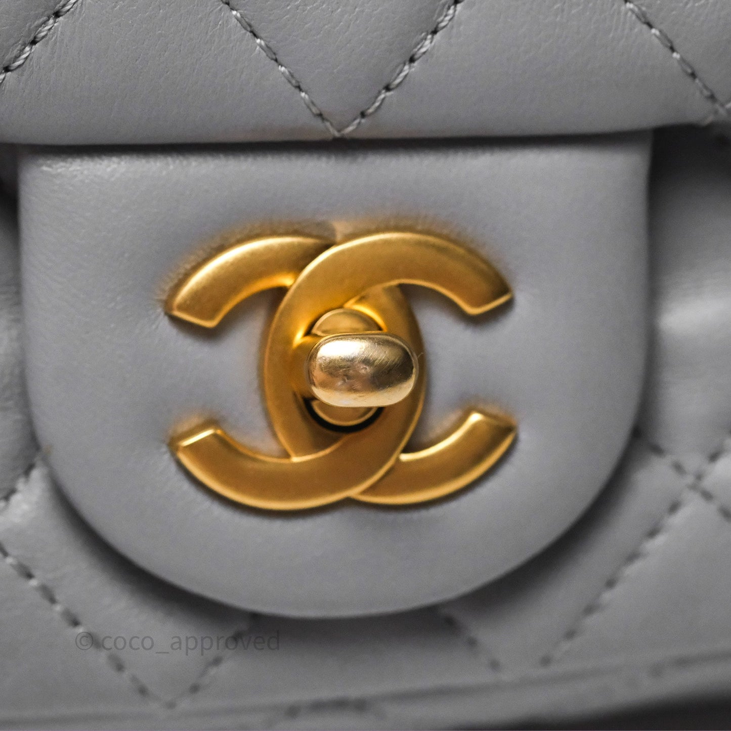 Chanel Pearl Crush Mini Rectangular Quilted Grey Lambskin Aged Gold Hardware