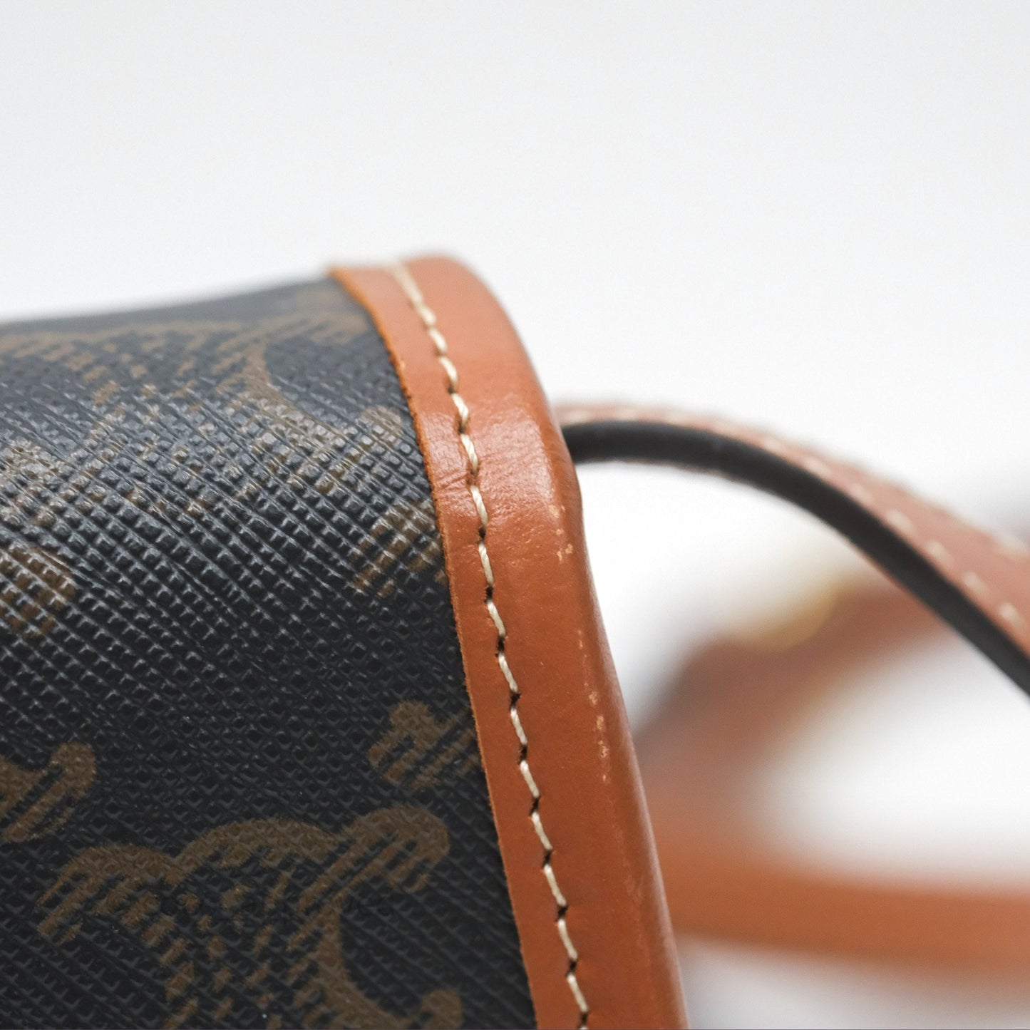 Celine Mini Besace Triomphe Canvas Calfskin Tan