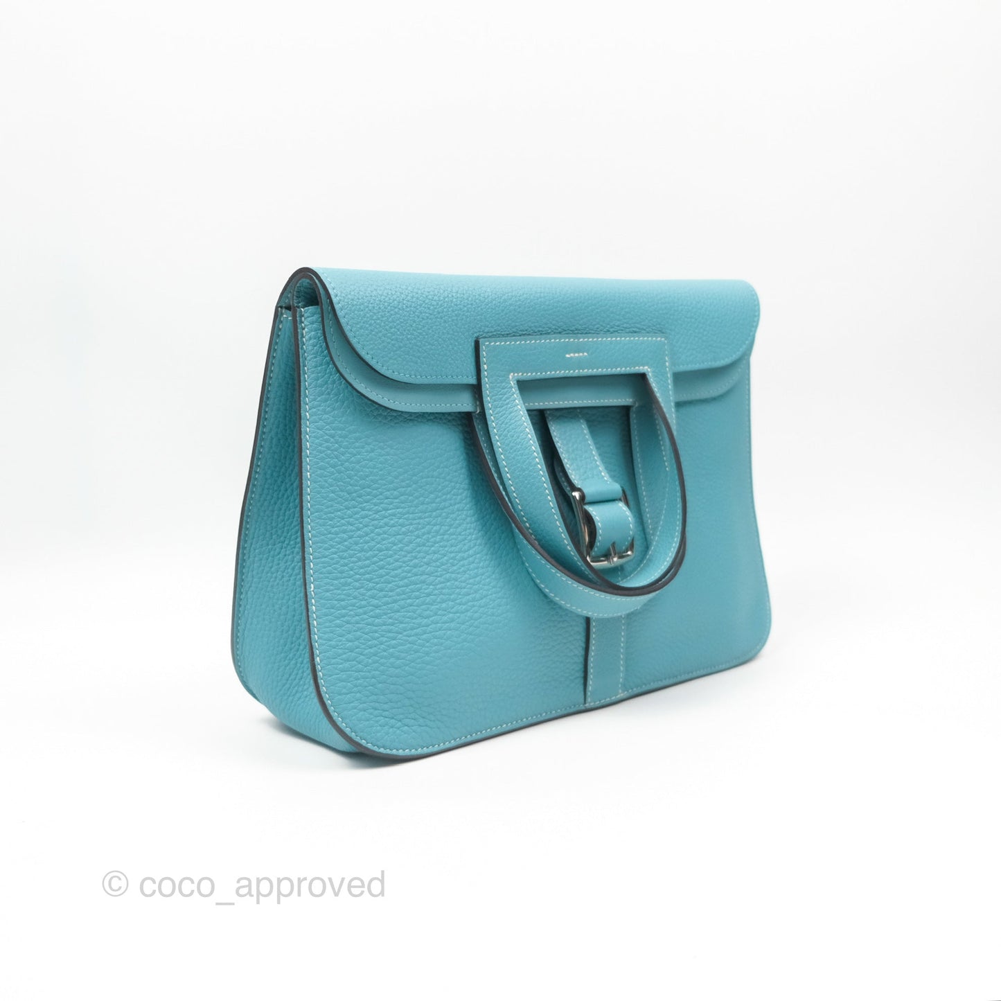 Hermès Halzan 31 Bleu Saint Cyr 3Z Clemence Palladium Hardware