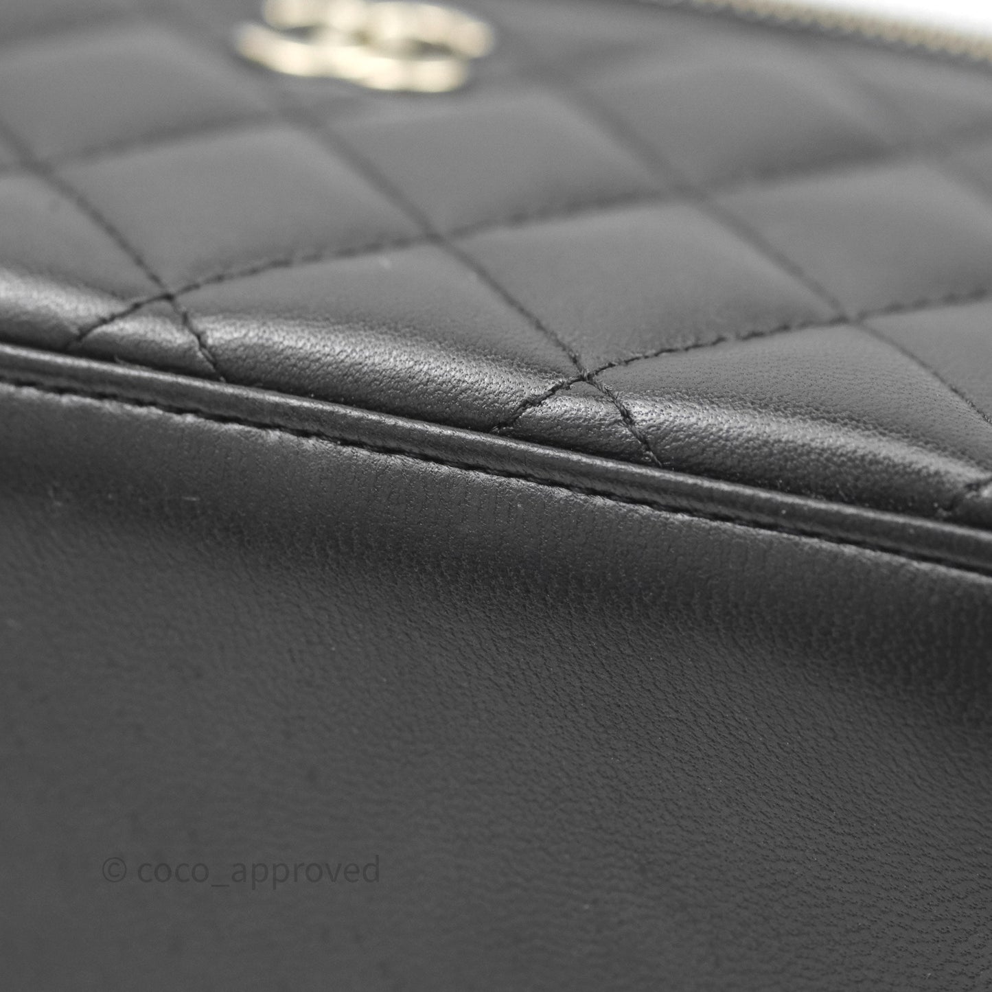 Chanel Vanity Rectangular Top Handle Black Lambskin Gold Hardware