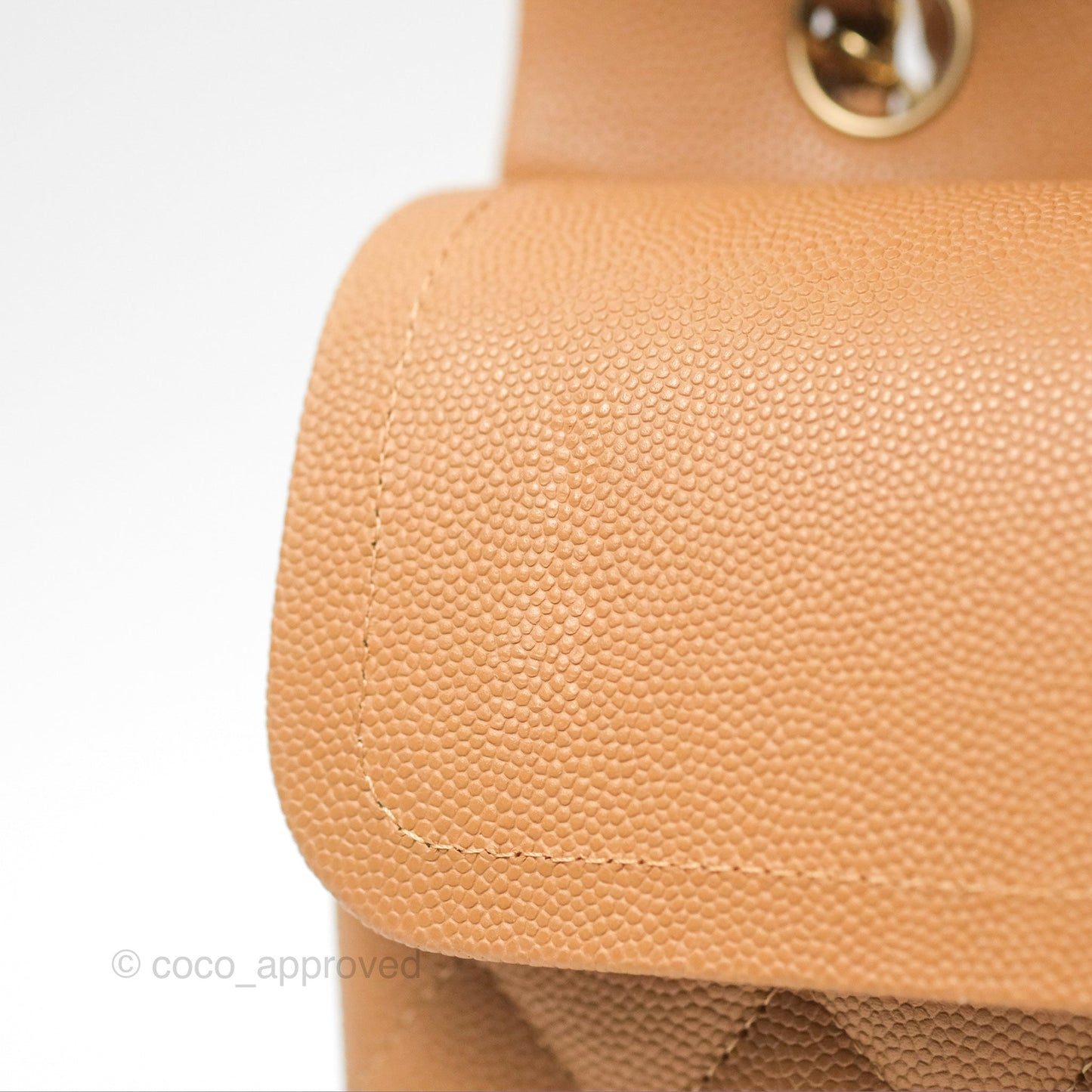 Chanel Classic M/L Medium Flap Quilted Beige Caviar Gold Hardware 23P