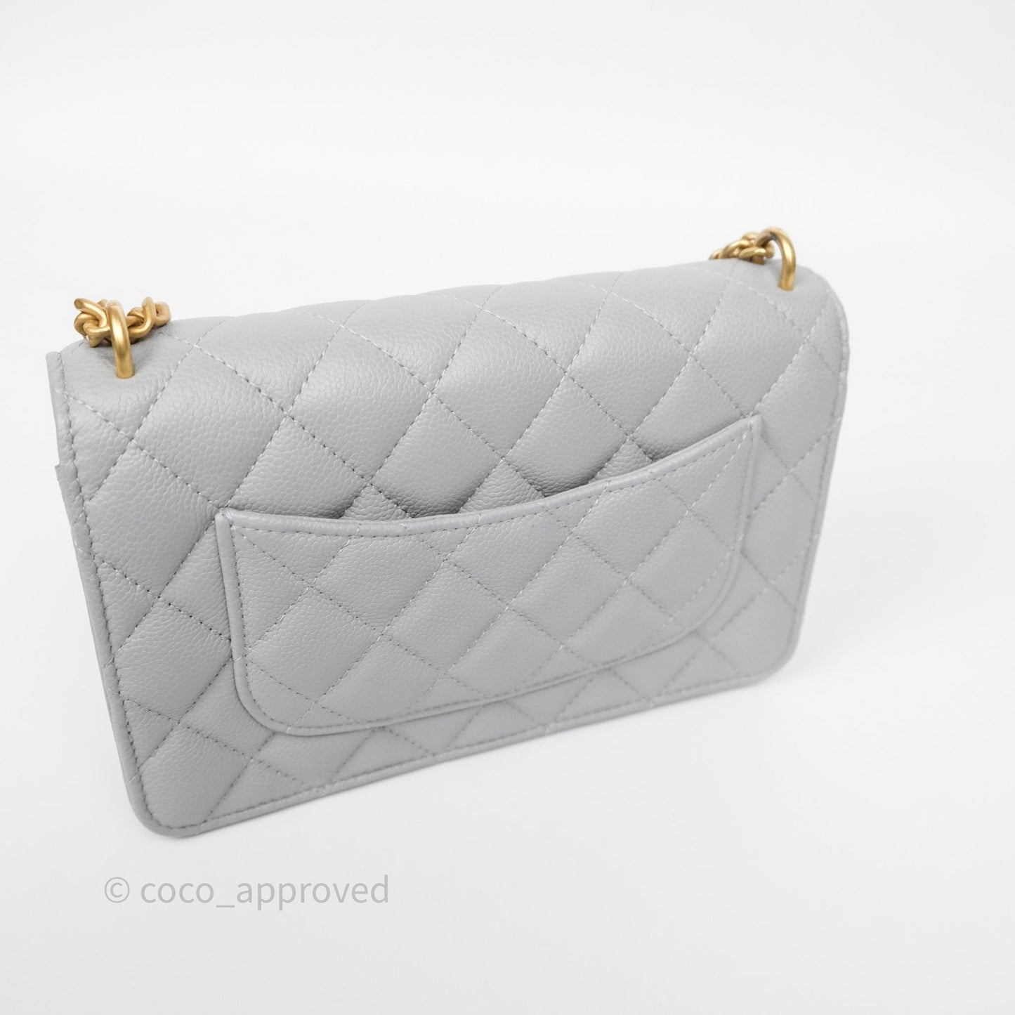 Chanel Heart Adjustable Chain WOC Grey Caviar Aged Gold Hardware