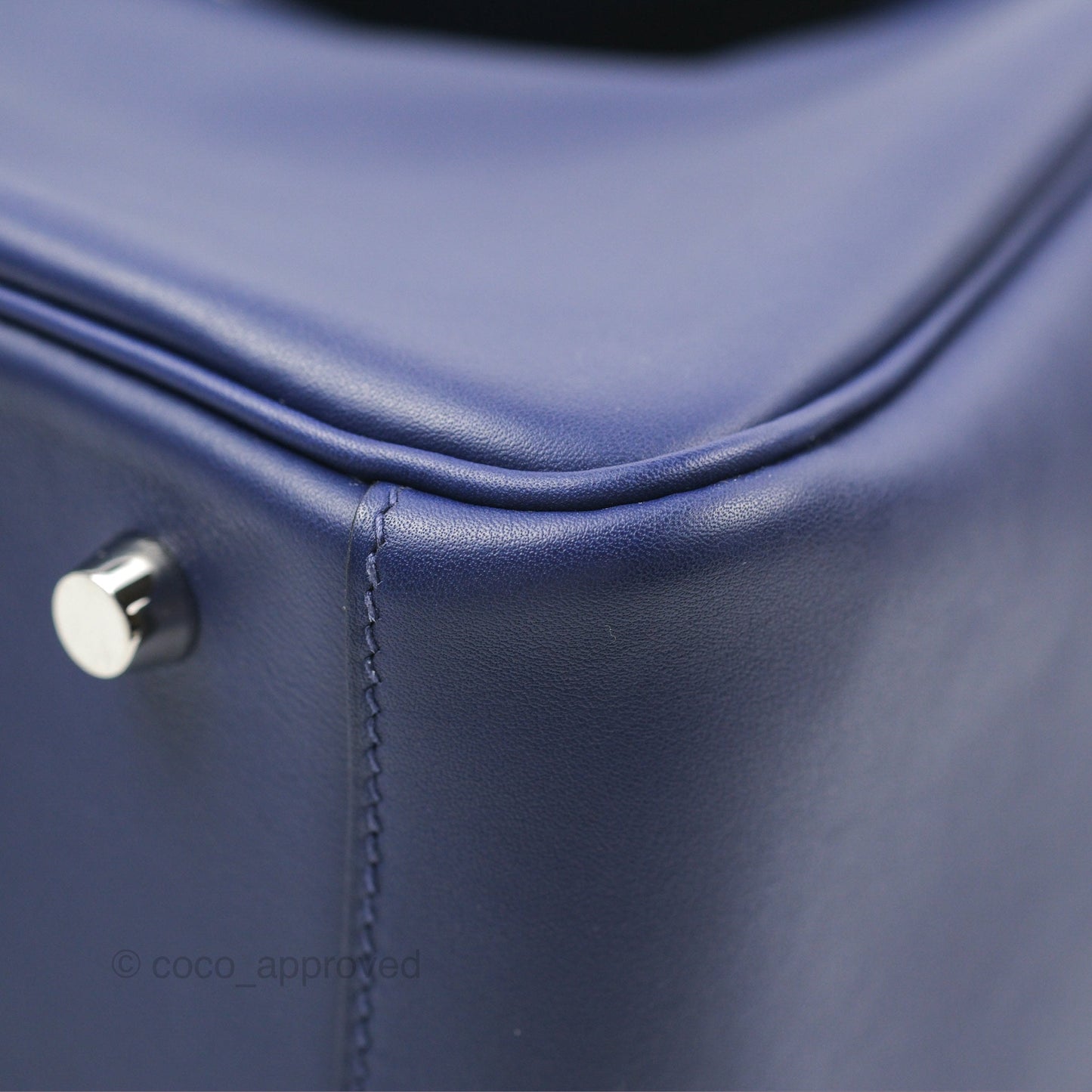 Hermès Lindy Tressage De Cuir 30 Bleu Encre/Brique/Black Swift Palladium Hardware