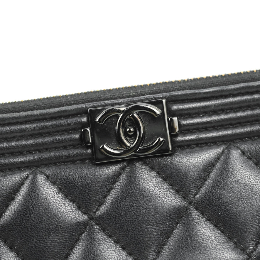 Chanel Le Boy Double Zip Wallet On Chain So Black Lambskin