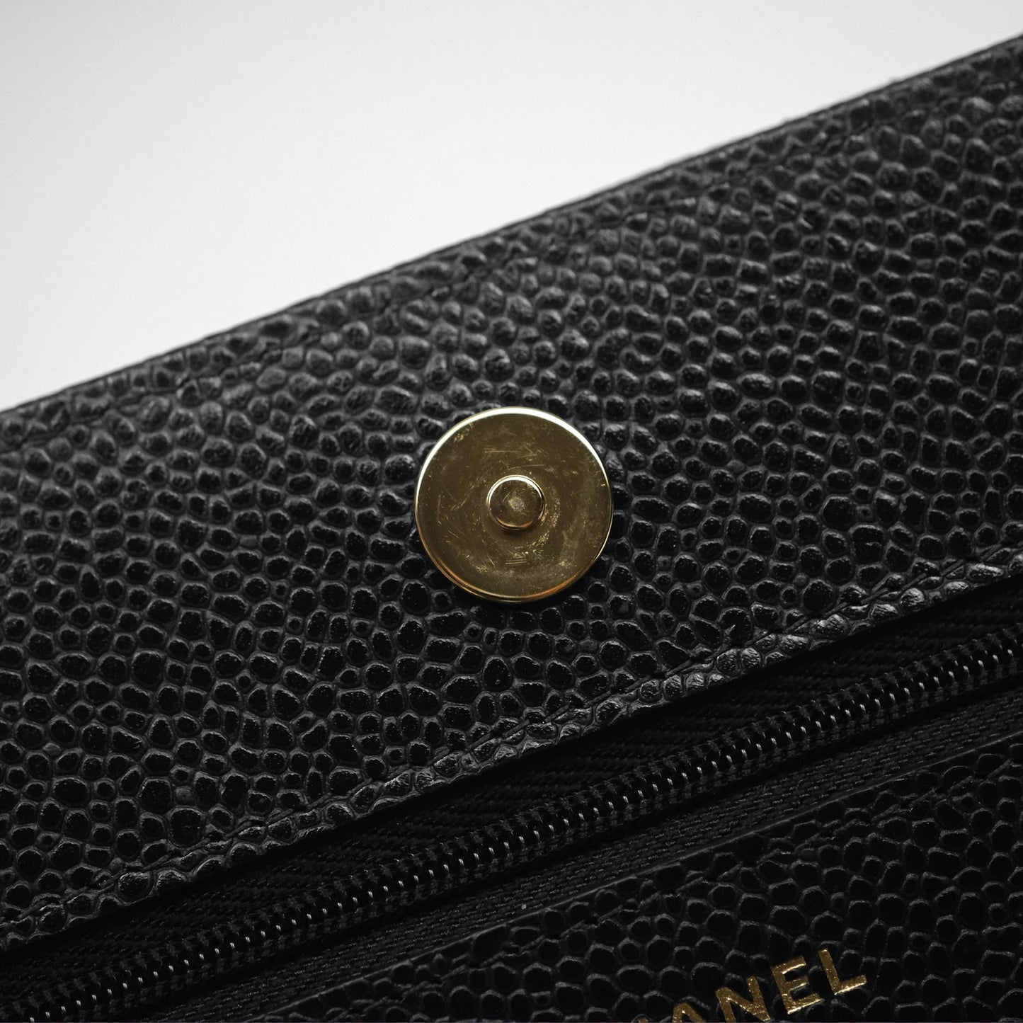 Chanel Classic Wallet On Chain WOC Quilted Black Caviar Gold Hardware