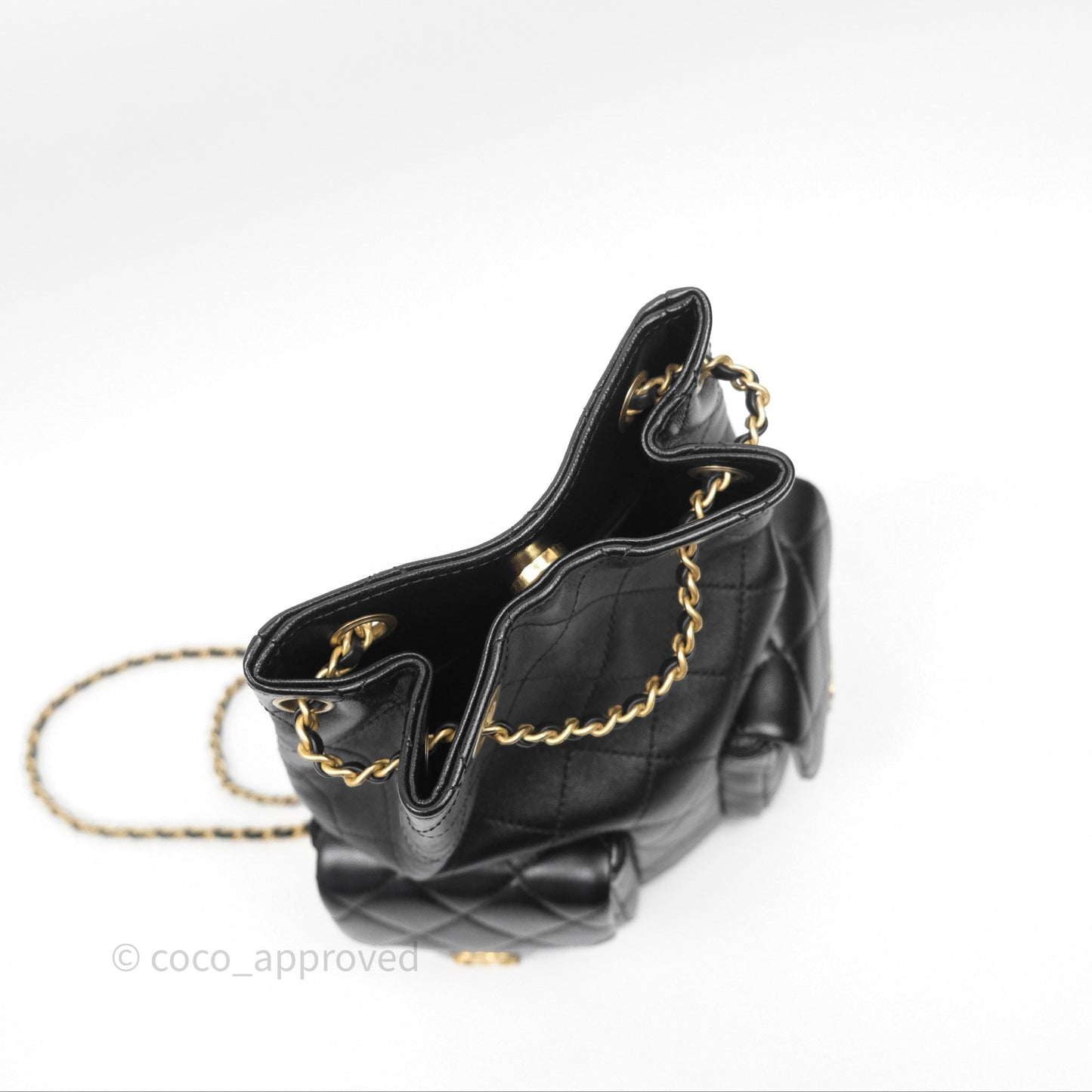 Chanel Double Pocket Black Lambskin Gold Hardware