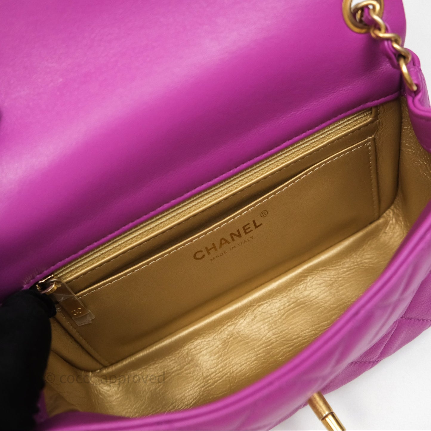 Chanel Mini Rectangular Pearl Crush Quilted Purple Lambskin Aged Gold Hardware