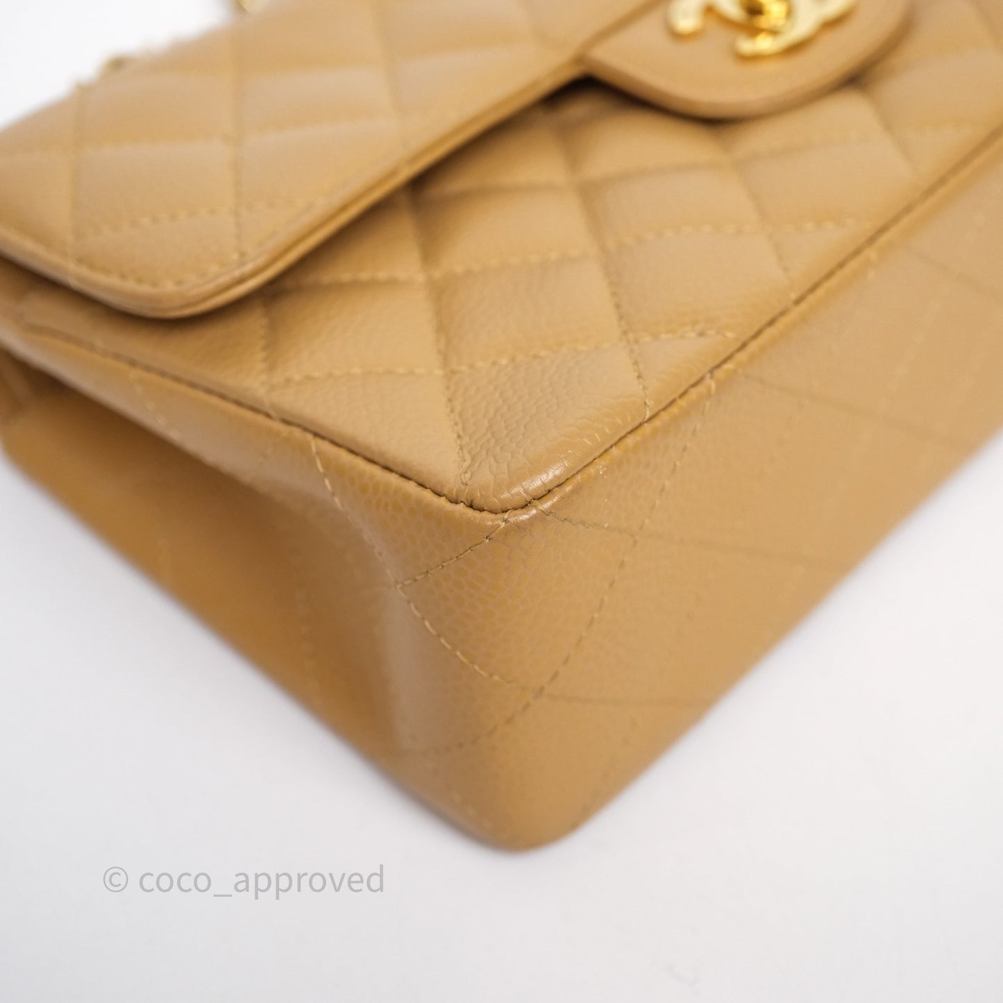 Chanel Classic M/L Medium Flap Quilted Dark Beige Caviar Gold Hardware