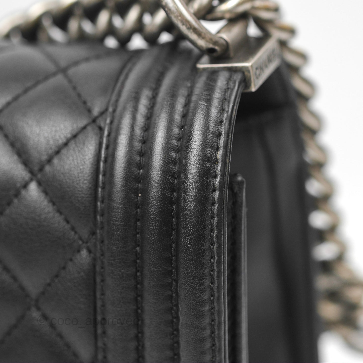 Chanel Quilted Medium Boy Black Calfskin Ruthenium Hardware