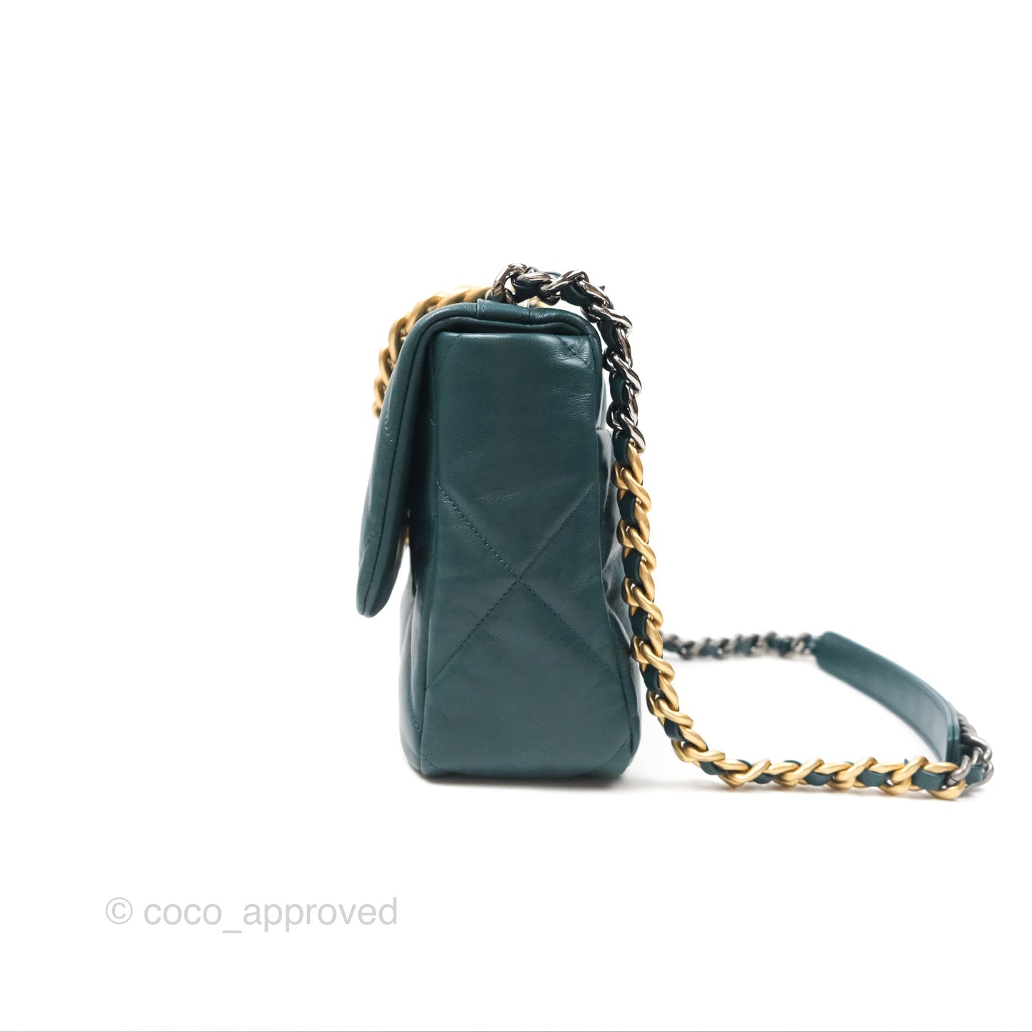 Chanel 19 Medium Green Goatskin Mixed Hardware