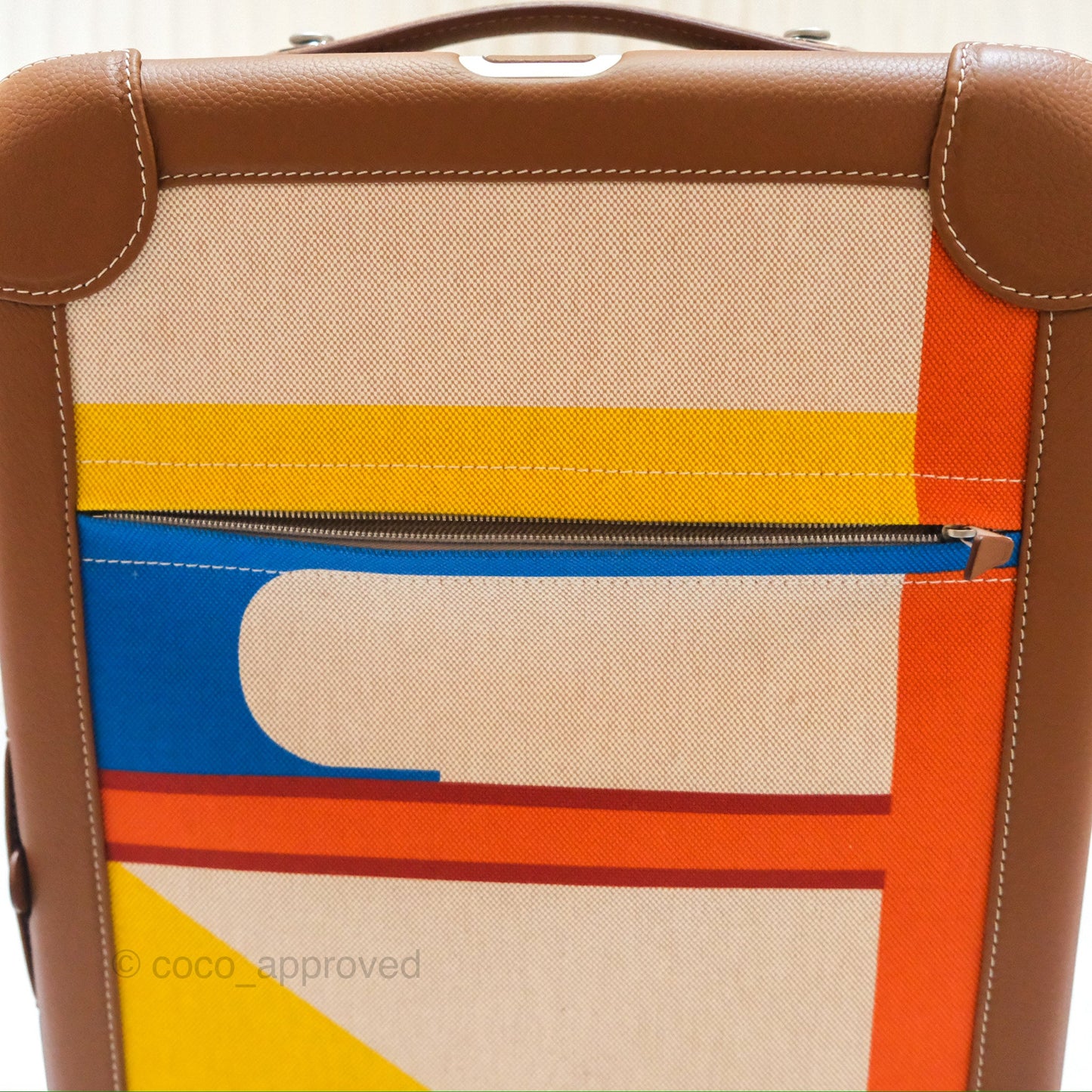 Hermès R.M.S Cabin 55 Suitcase in Ecru-Beige/ Fauve/ Orange Canvas Gold Clemence Palladium Hardware