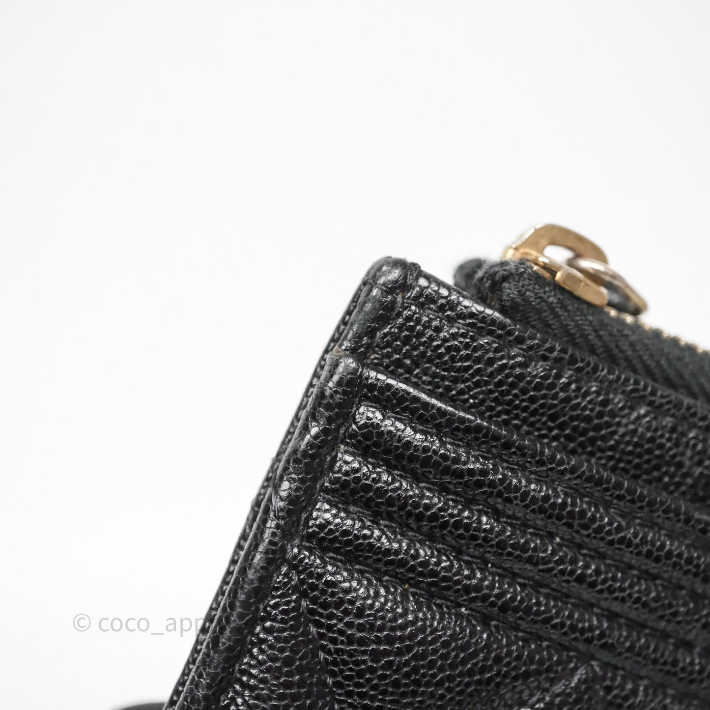 Chanel Boy Zip Long Wallet Black Caviar Gold Hardware