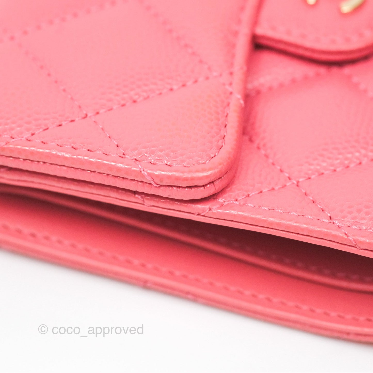 Chanel Classic Short Flap Wallet Pink Caviar Gold Hardware⁣