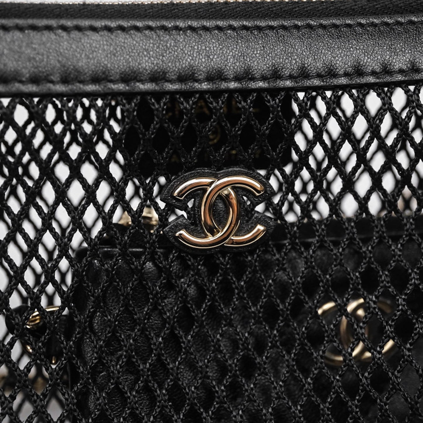 Chanel Mesh Clutch With Chain Black Shiny Lambskin Gold Hardware