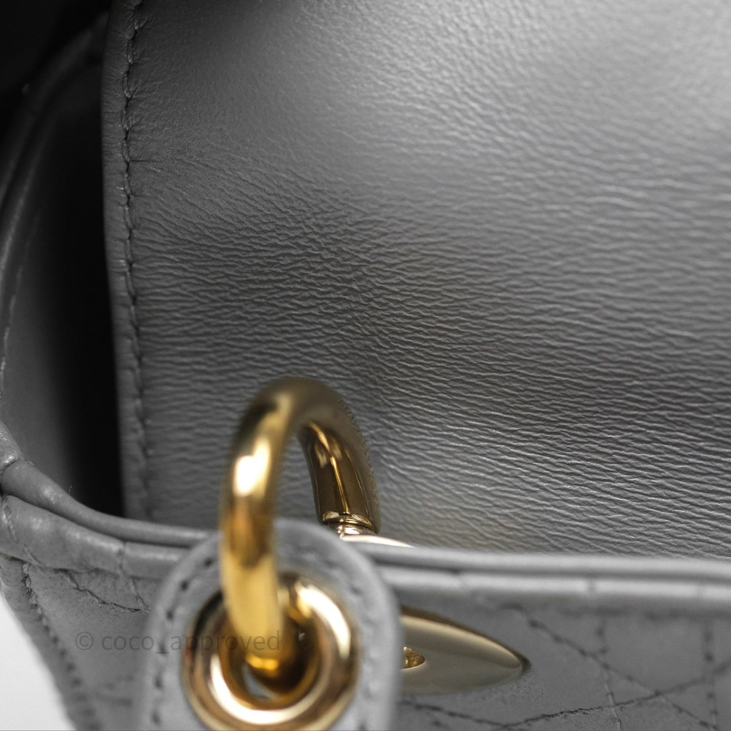 Christian Dior Mini Lady Dior Iridescent Grey Lambskin Cannage Gold Hardware