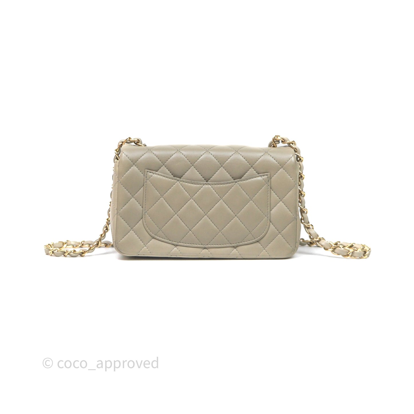 Chanel Mini Rectangular Flap Quilted Light Grey Lambskin Gold Hardware 22C